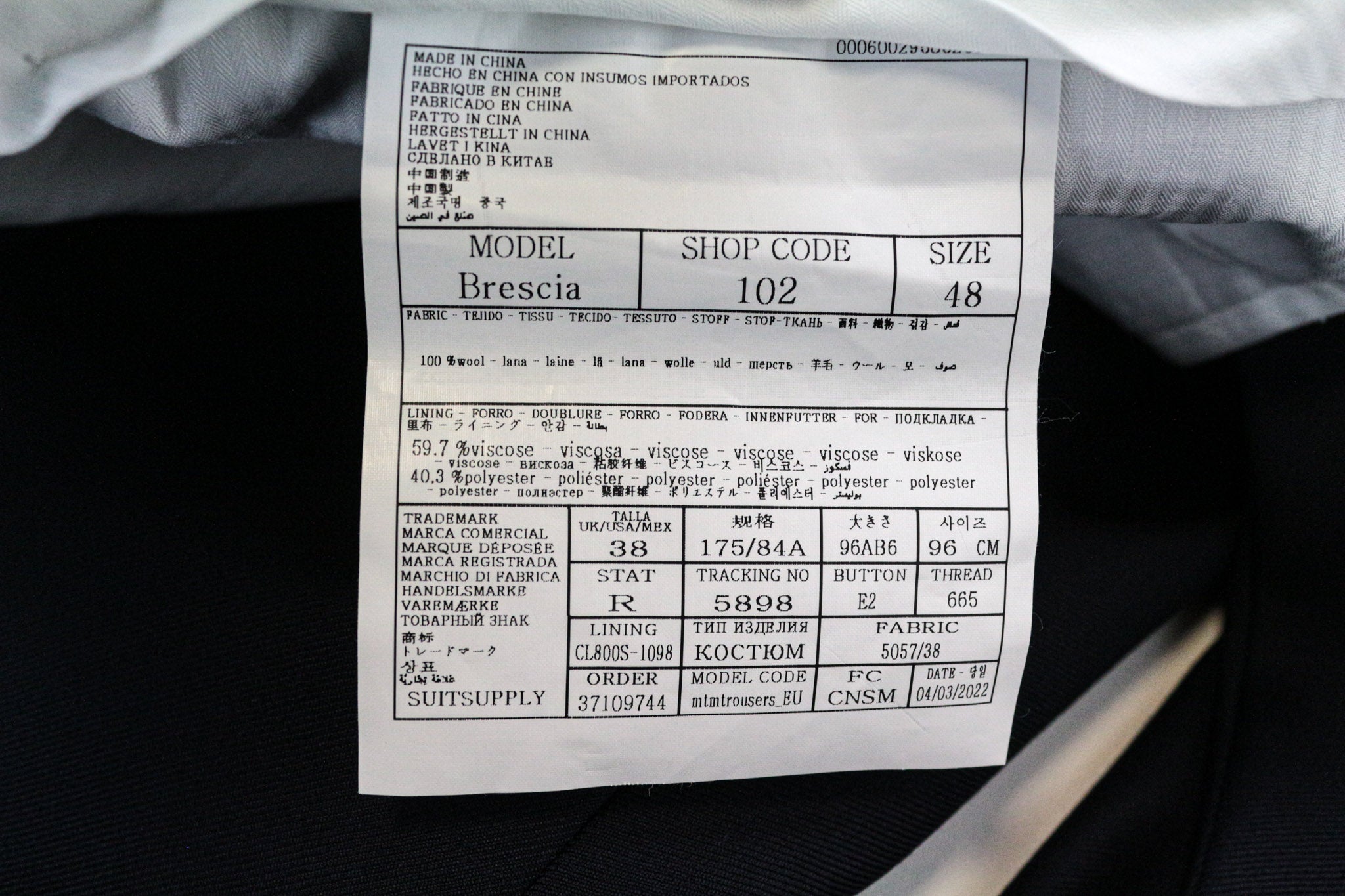 SUITSUPPLY La Spalla Men's Suit UK38R Slim Blue 2pc Formal Pure Wool S110