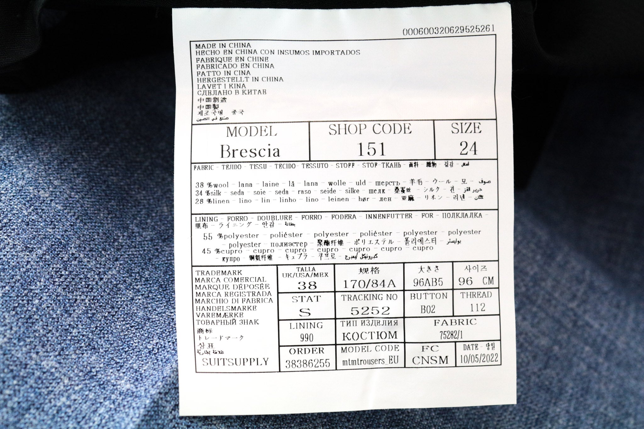 SUITSUPPLY La Spalla Men's UK36S Suit Wool Silk Linen Blue Slim 2-Piece