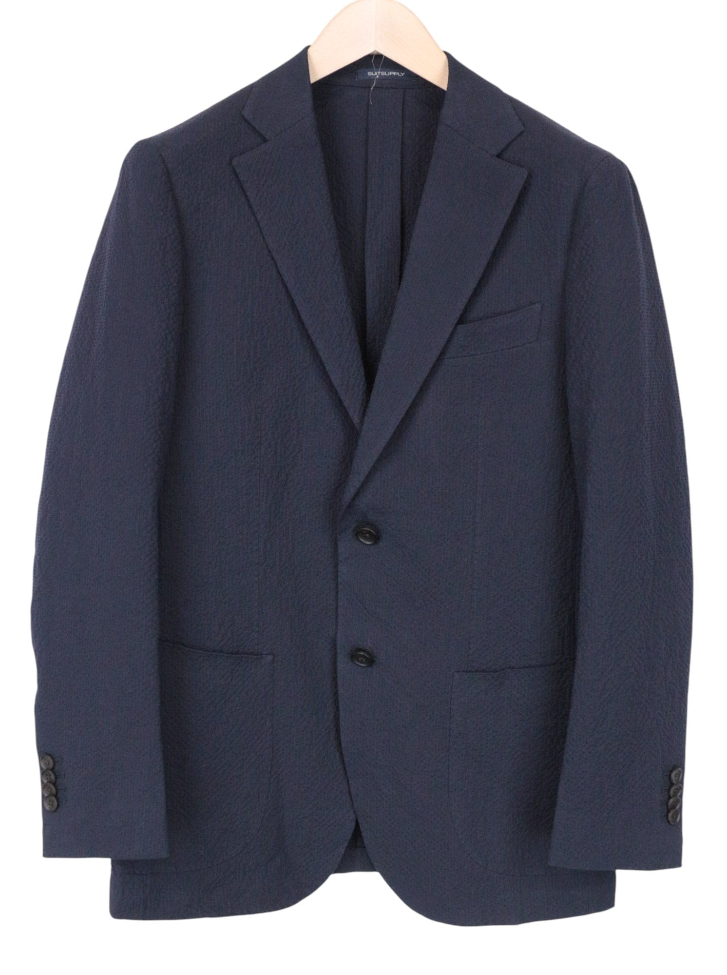 SUITSUPPLY Havana Patch Men's UK38R Navy Slim Cotton Stretch Suit 2-Piece