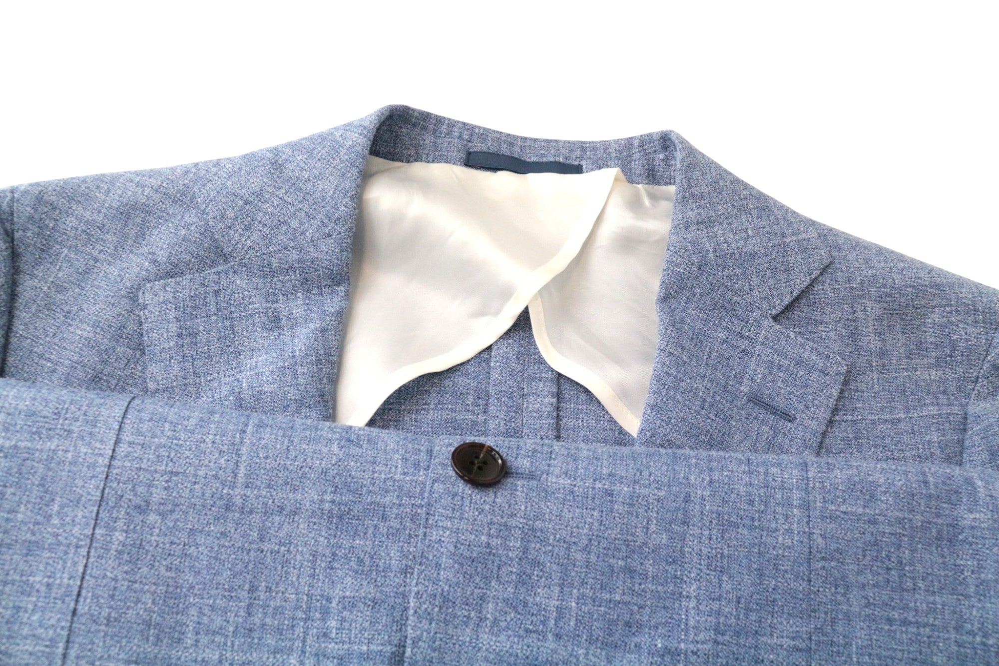 SUITSUPPLY La Spalla Men's UK40S Suit Blue Slim 3-Piece Wool Silk Melange