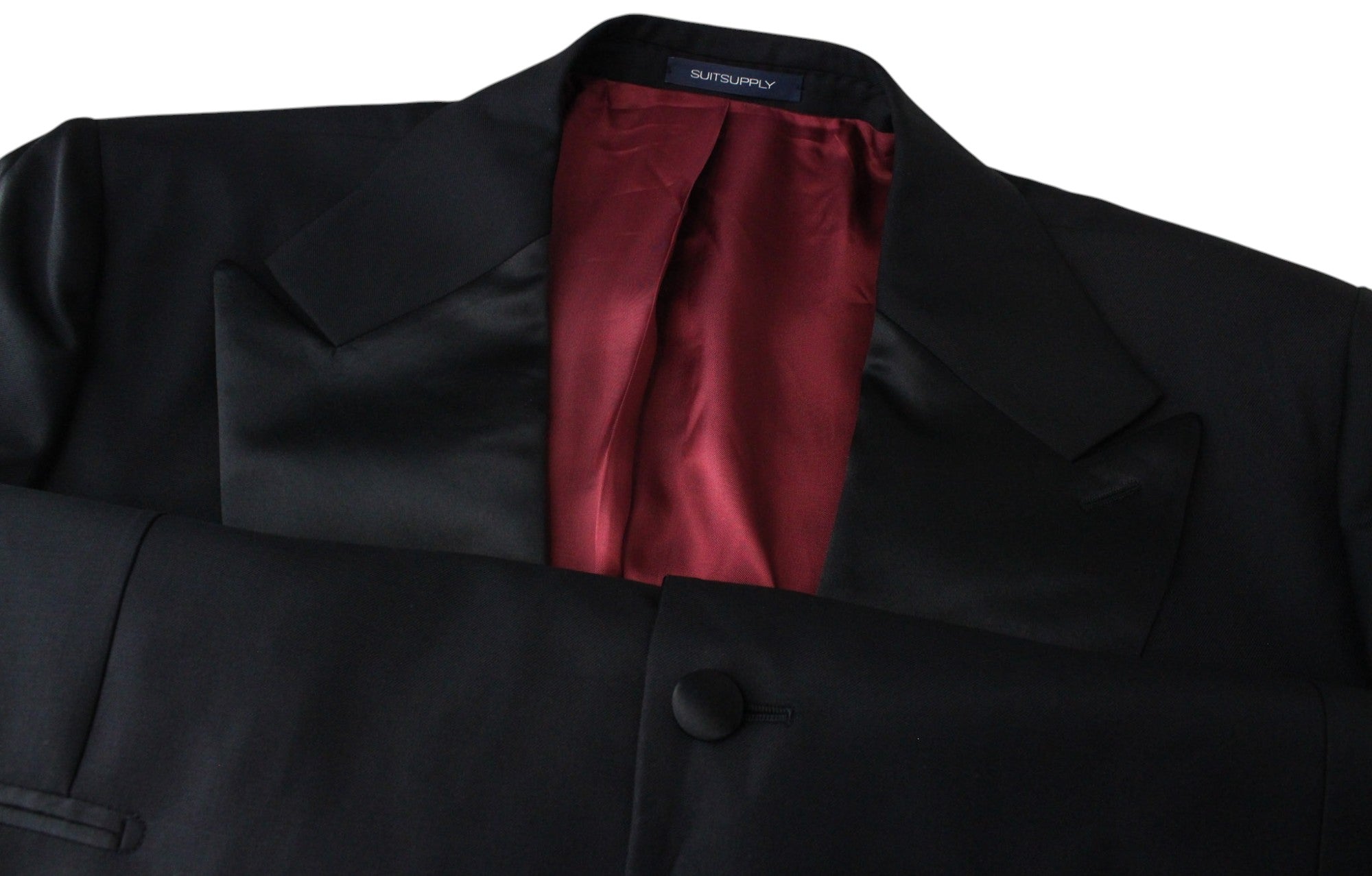 SUITSUPPLY La Spalla Men's Suit UK52S Slim Black Tux Wool 2Pc Perennial