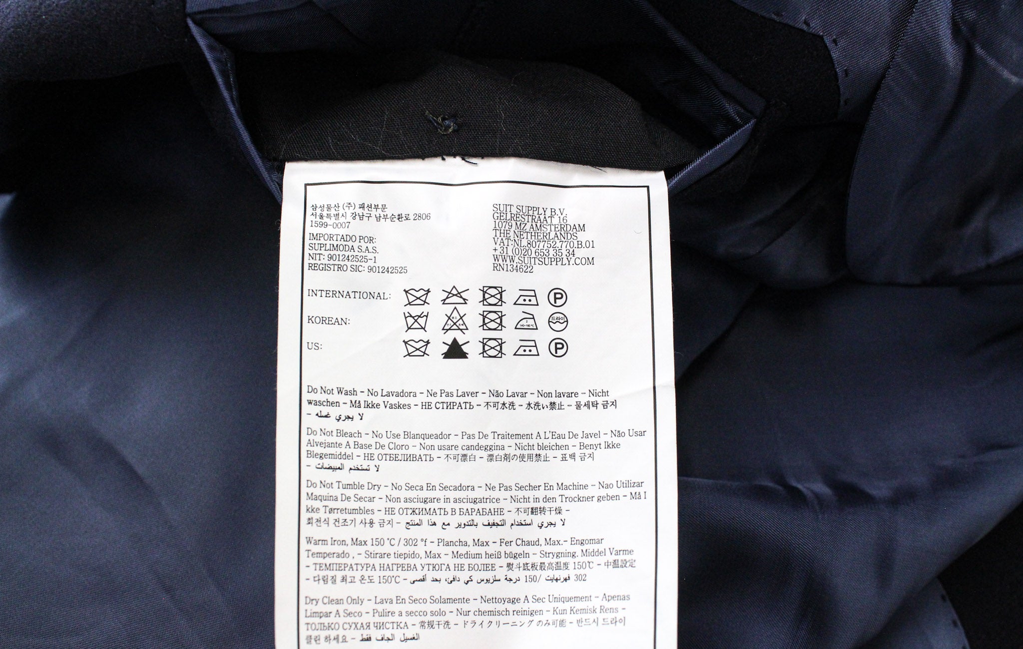 SUITSUPPLY La Spalla Men's Suit UK42R Navy Wool Two-Piece One Button Front