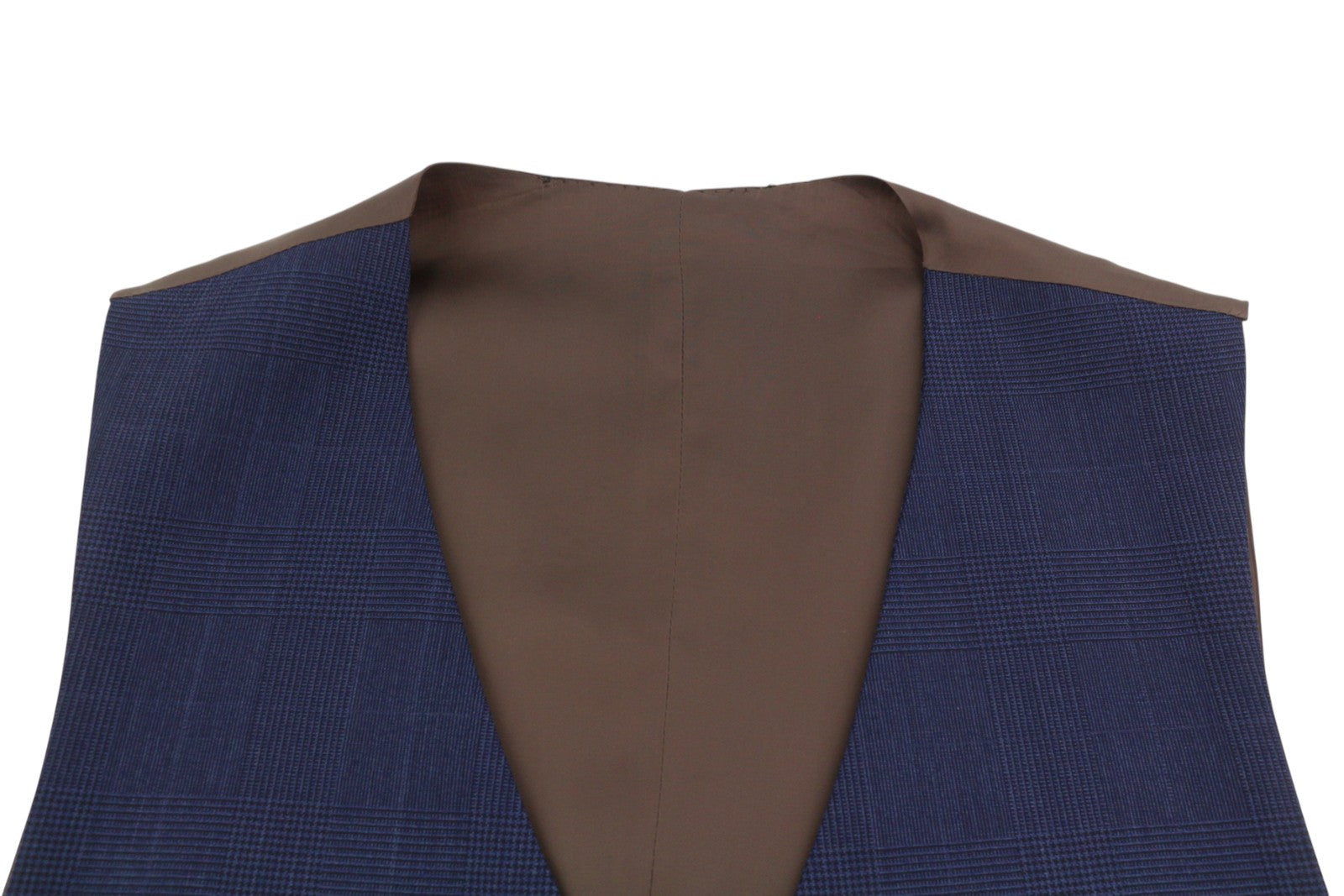 SUITSUPPLY Ferrara Men Waistcoat UK44R Blue Wool Plaid Print Button-Up Formal