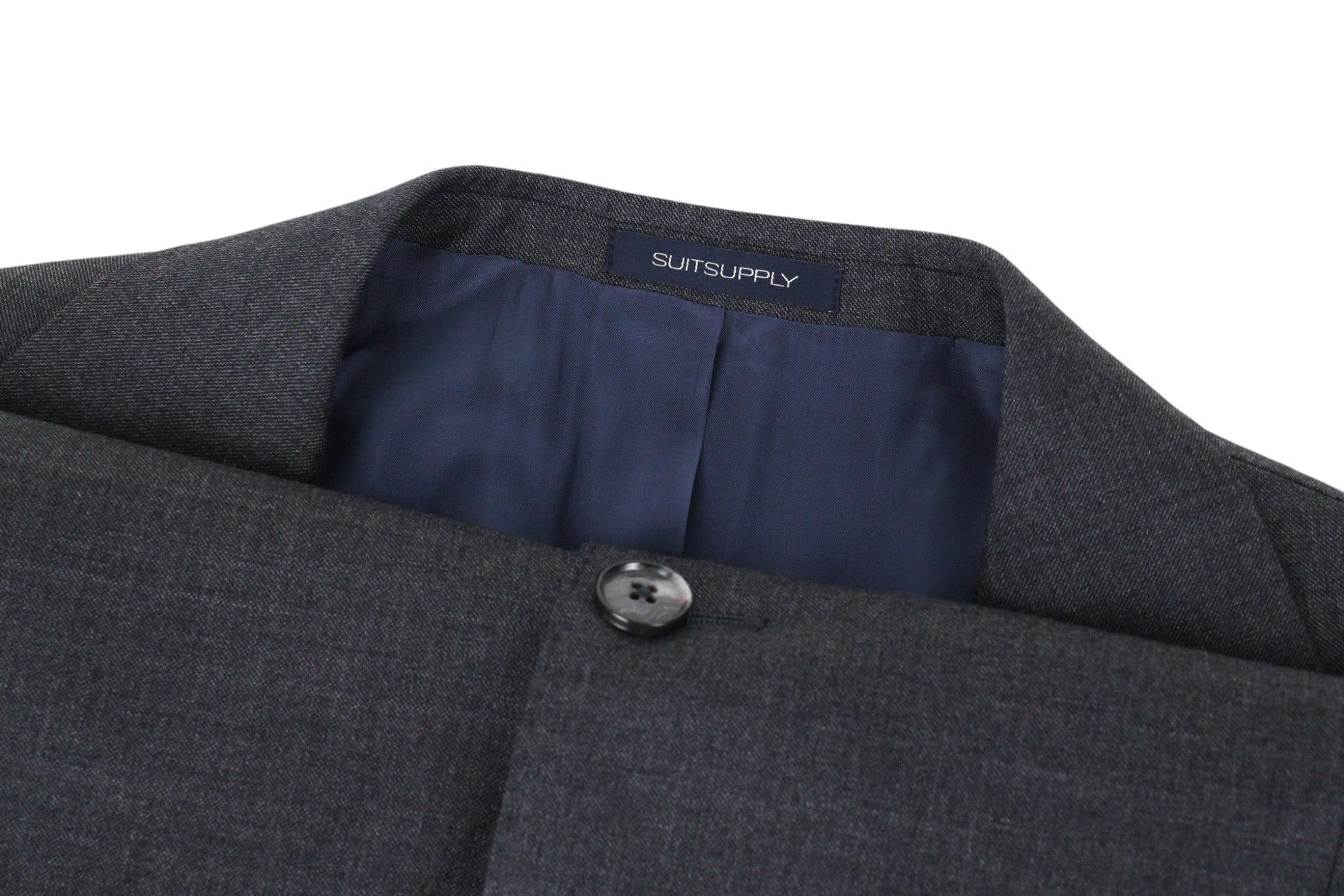 SUITSUPPLY Lazio Men's Suit UK44S Grey Wool S110s Slim Sharkskin 2-Piece