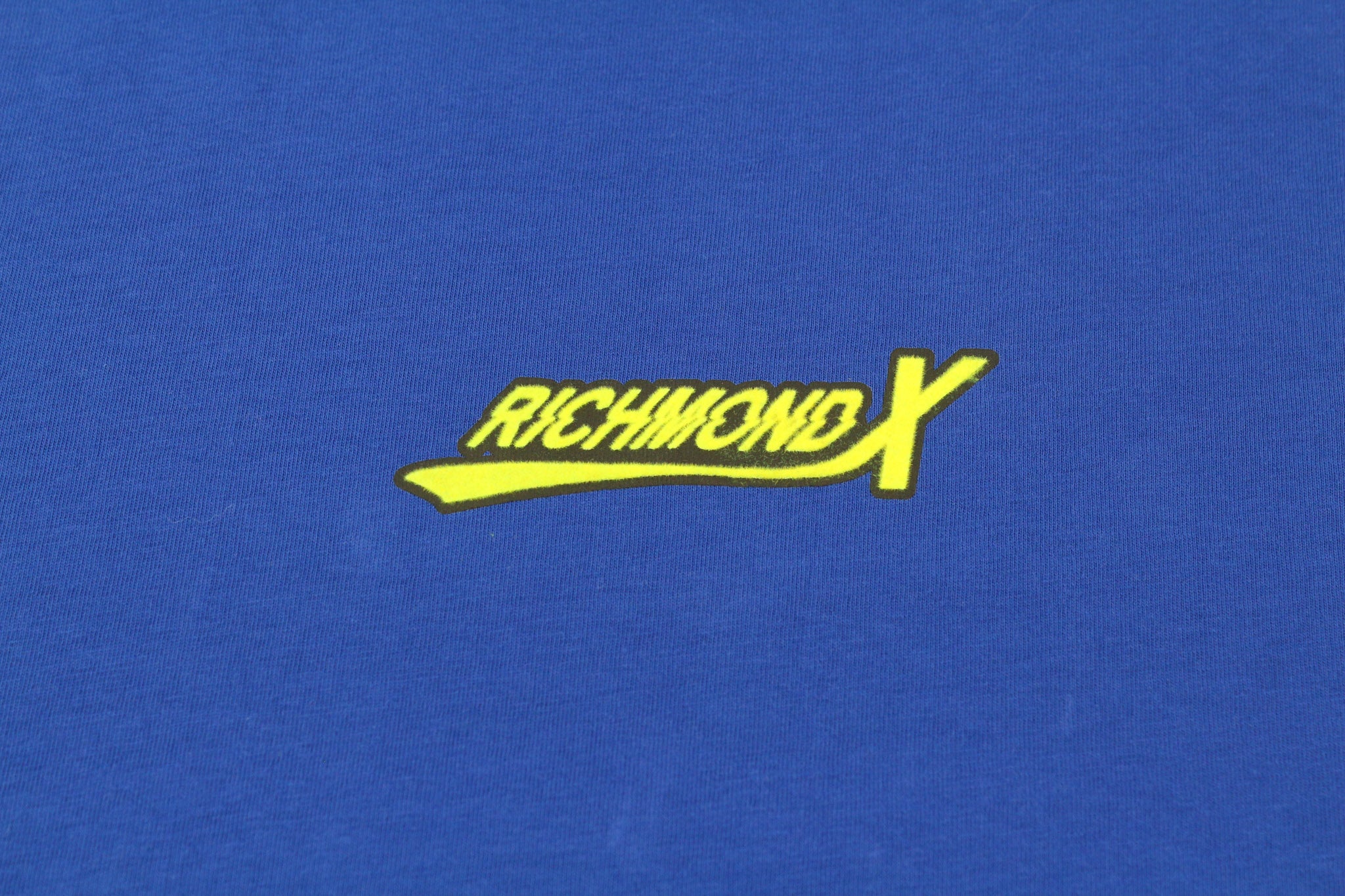 JOHN RICHMOND Men's T-Shirt M Blue Crew Neck Yellow Short Sleeve All Season