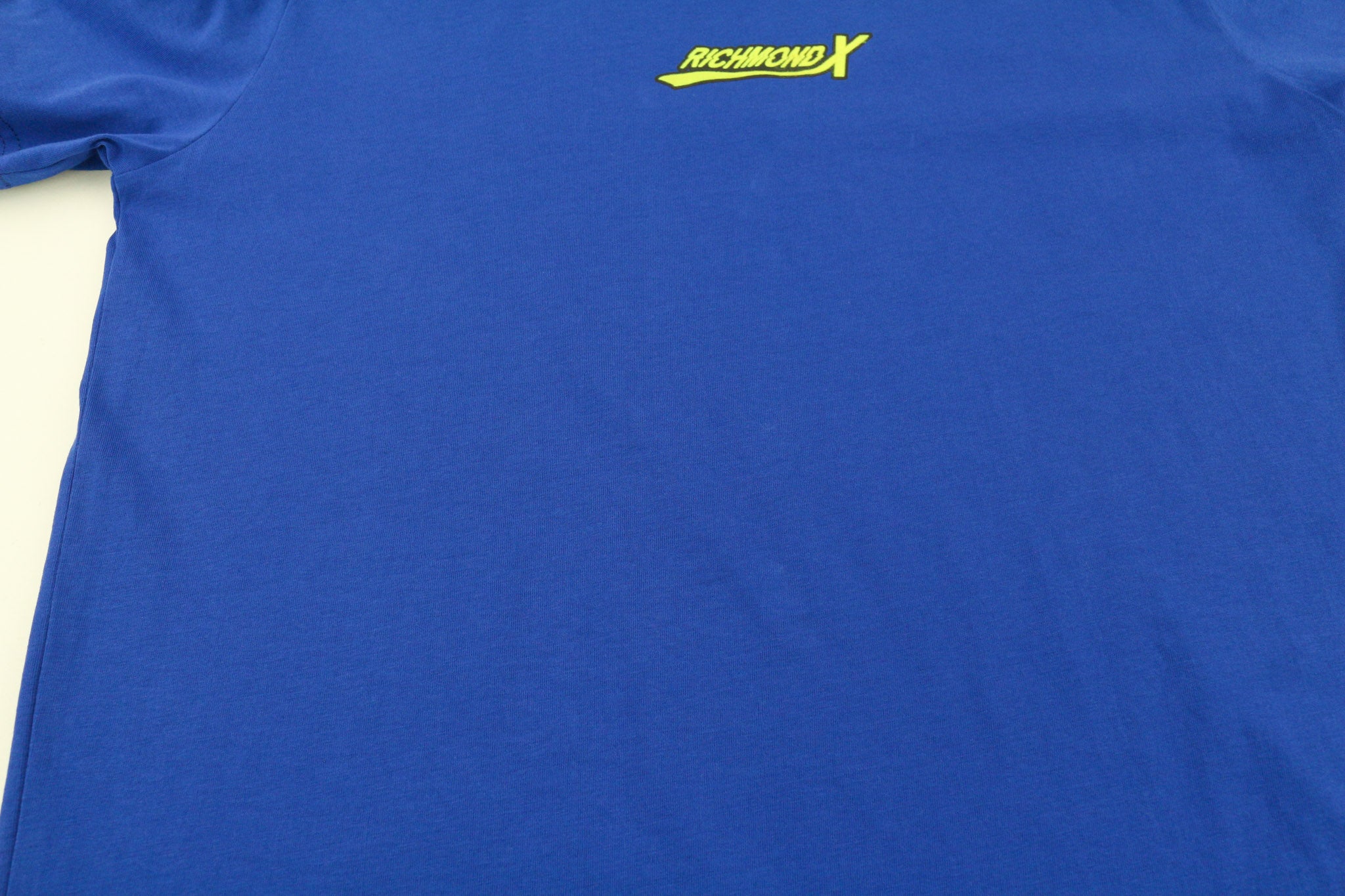 JOHN RICHMOND Men's T-Shirt M Blue Crew Neck Yellow Short Sleeve All Season