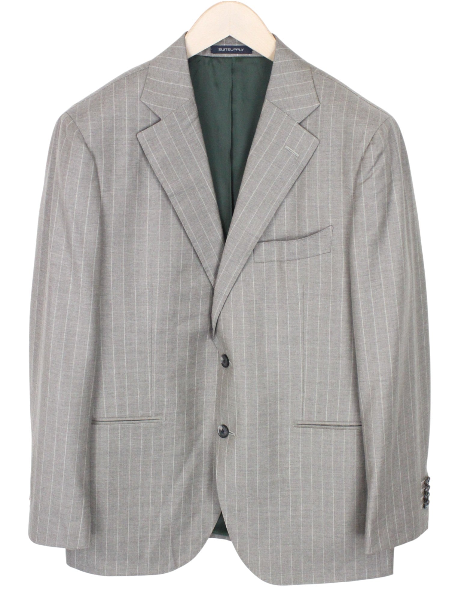 SUITSUPPLY La Spalla Men's Suit UK42S Brown Slim 2Pc Pure Wool Twill Striped