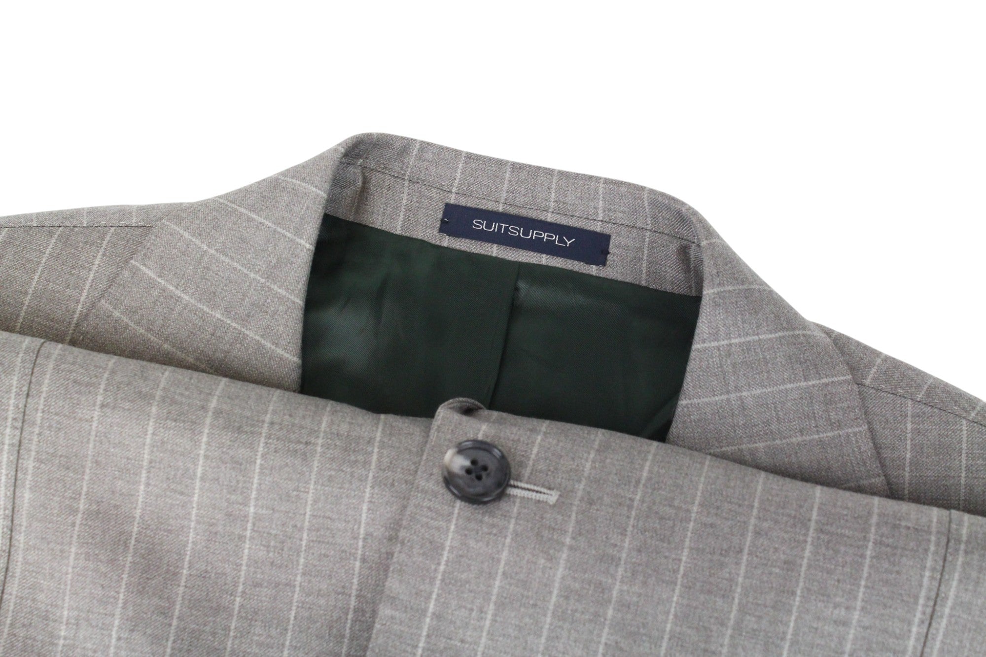 SUITSUPPLY La Spalla Men's Suit UK42S Brown Slim 2Pc Pure Wool Twill Striped