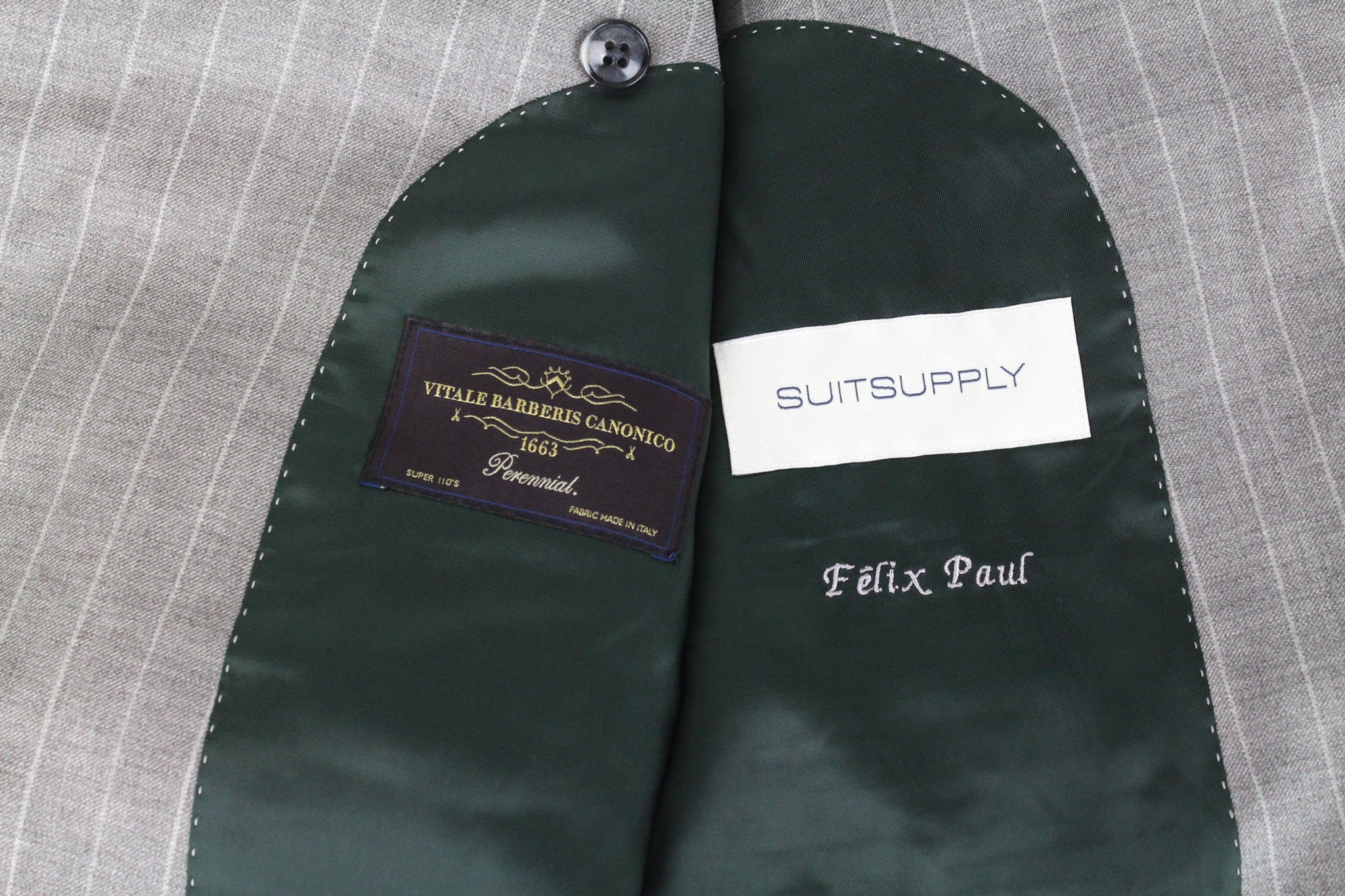 SUITSUPPLY La Spalla Men's Suit UK42S Brown Slim 2Pc Pure Wool Twill Striped