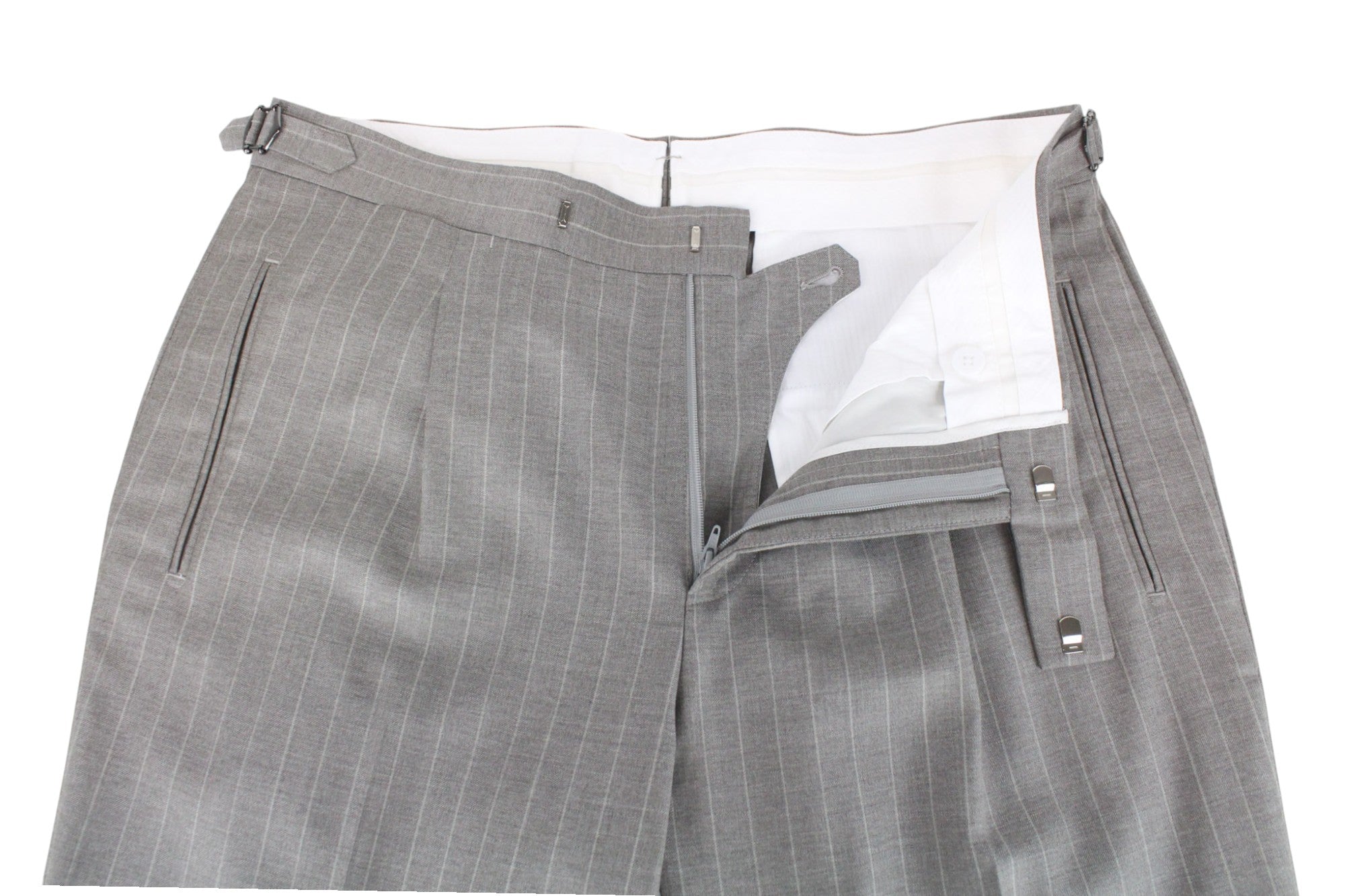 SUITSUPPLY La Spalla Men's Suit UK42S Brown Slim 2Pc Pure Wool Twill Striped