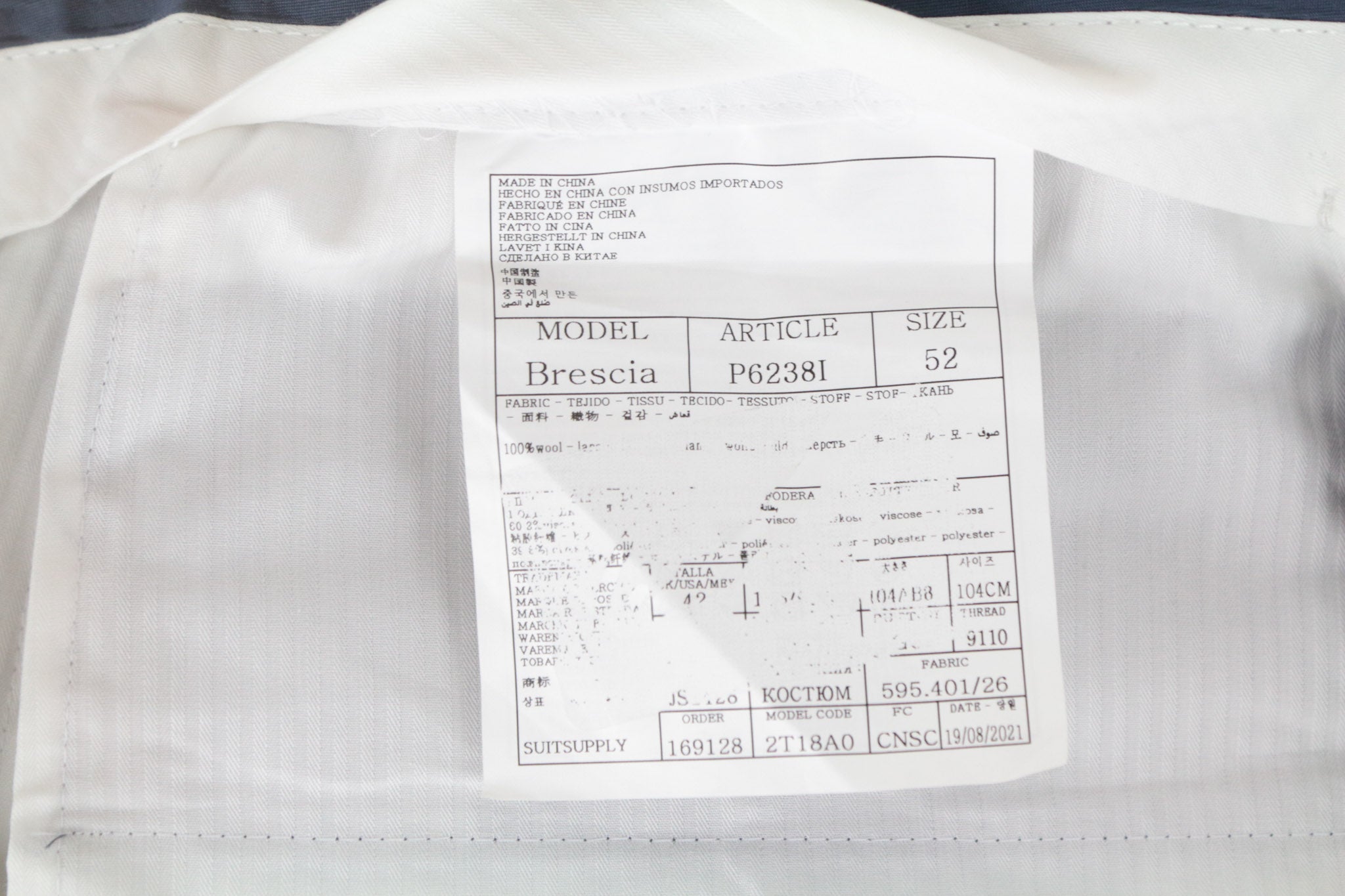 SUITSUPPLY Napoli Men's Suit UK42R Blue Wool Single-Breasted 2-Piece Lined