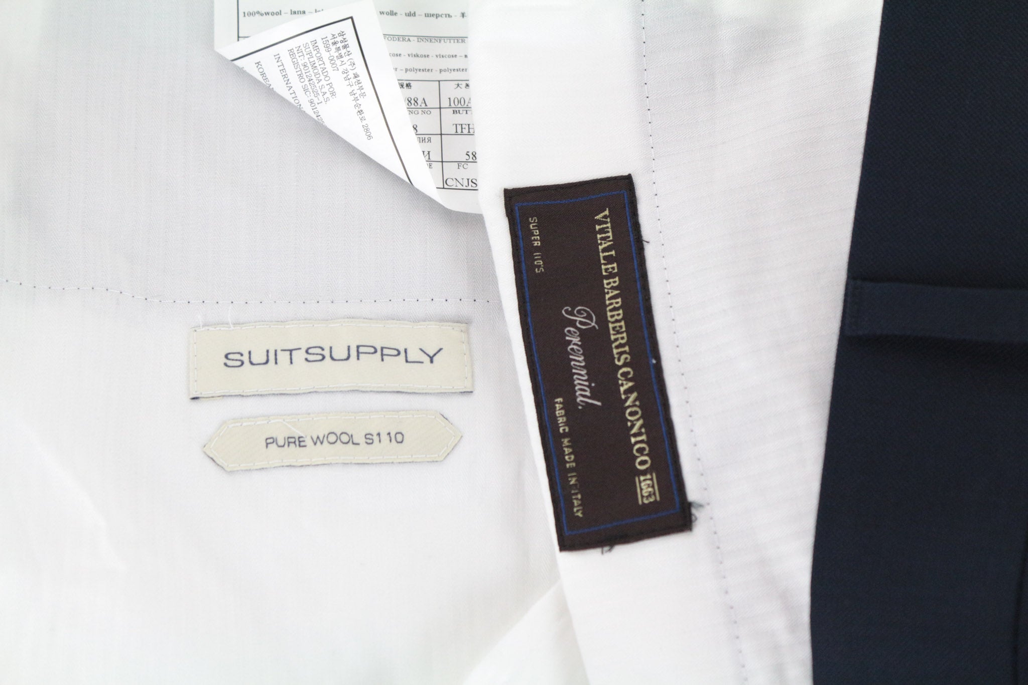 SUITSUPPLY Lazio Men's Suit UK40R Blue Super 110's Wool Slim Unlined 2 Pc