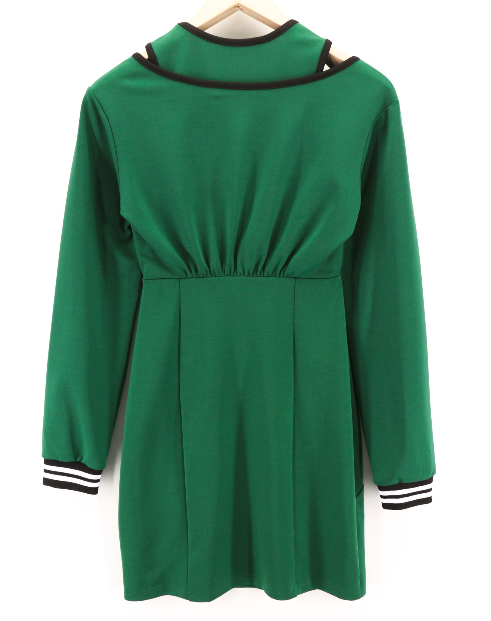 JOHN RICHMOND Women's Dress S Green Cut-Out Logo Long Sleeve Short