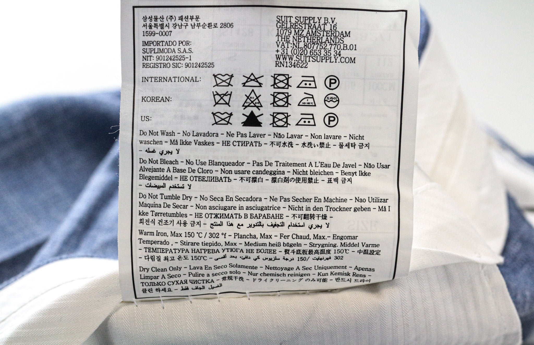 SUITSUPPLY Lazio Men's Suit UK38R Slim Blue Wool Silk Linen Classic 2-Piece