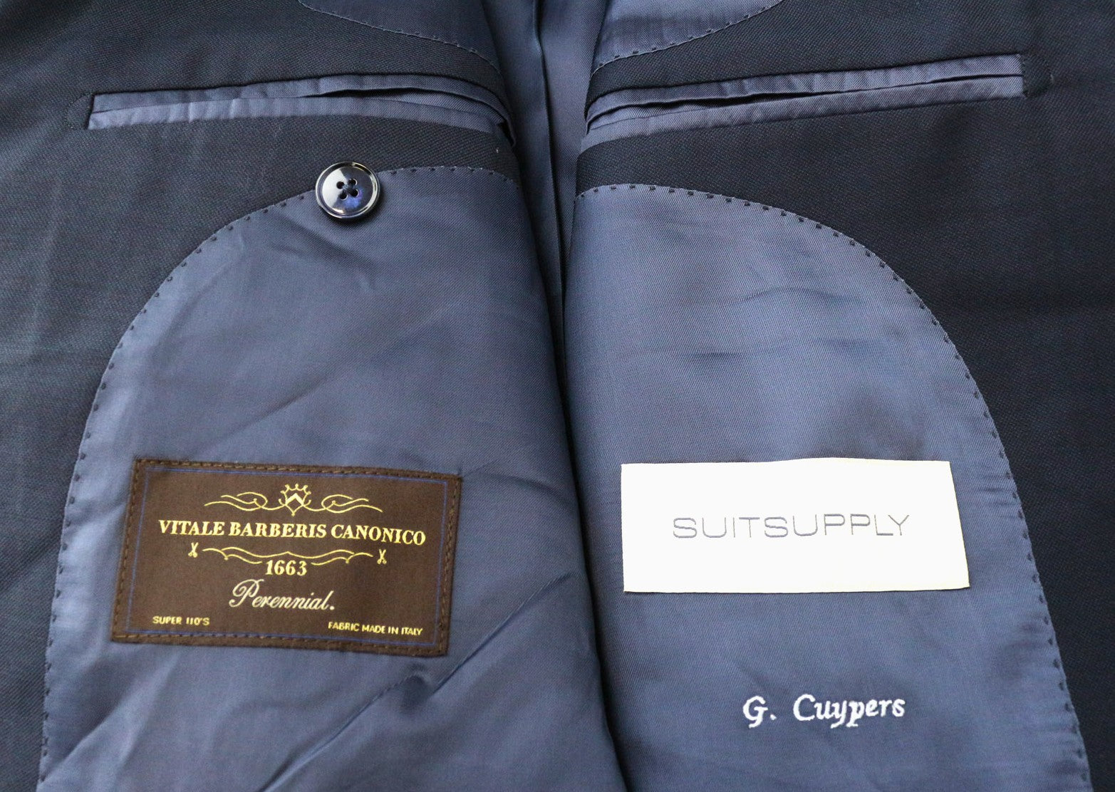 SUITSUPPLY La Spalla Men's Suit UK38R Blue Slim Wool 2Pc Melange S110s Perennial