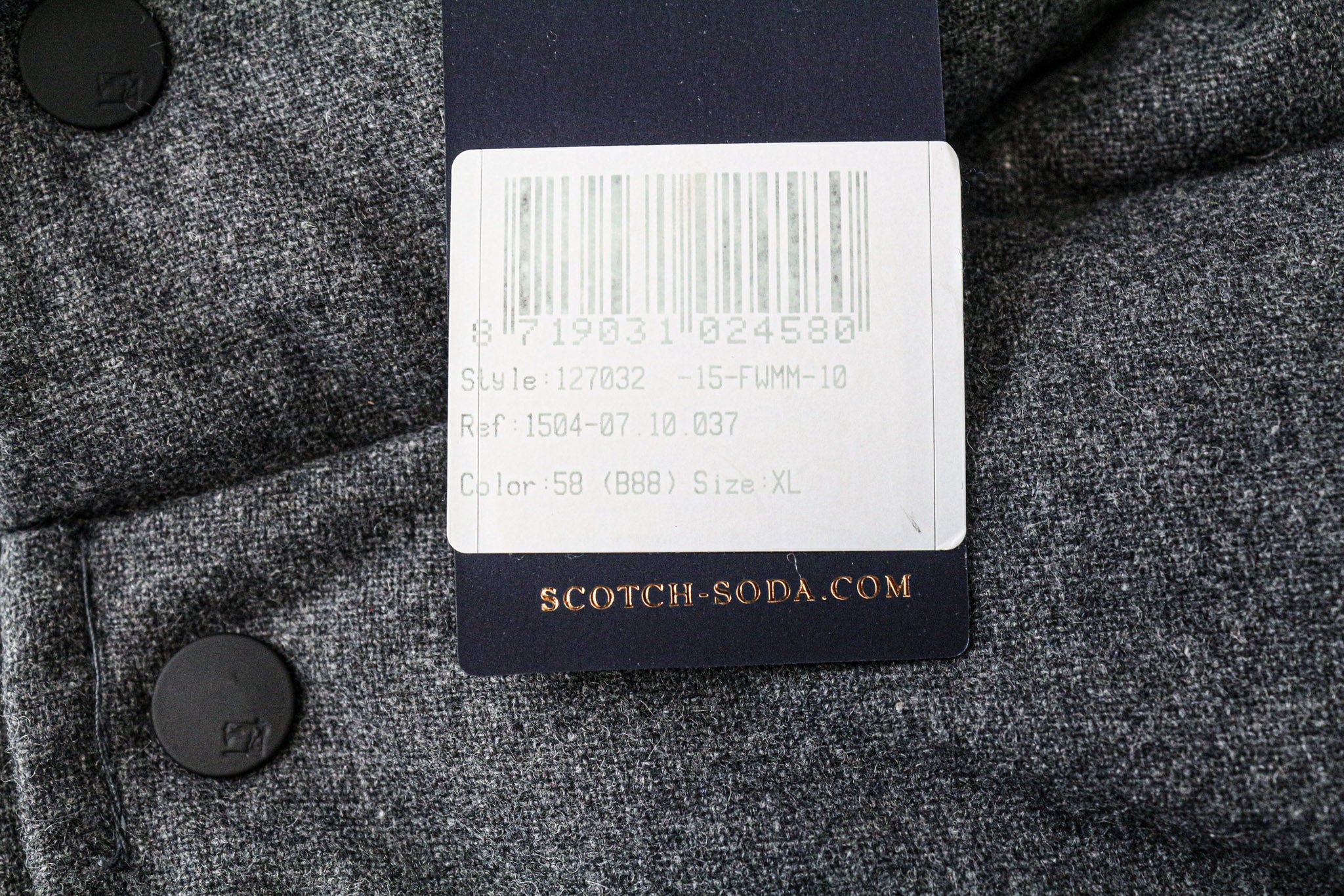 SCOTCH &amp; SODA Ams Couture vyriška striukė XL dydžio pilkai mėlyna vilnos mišinio liemenė su gobtuvu 2in1 