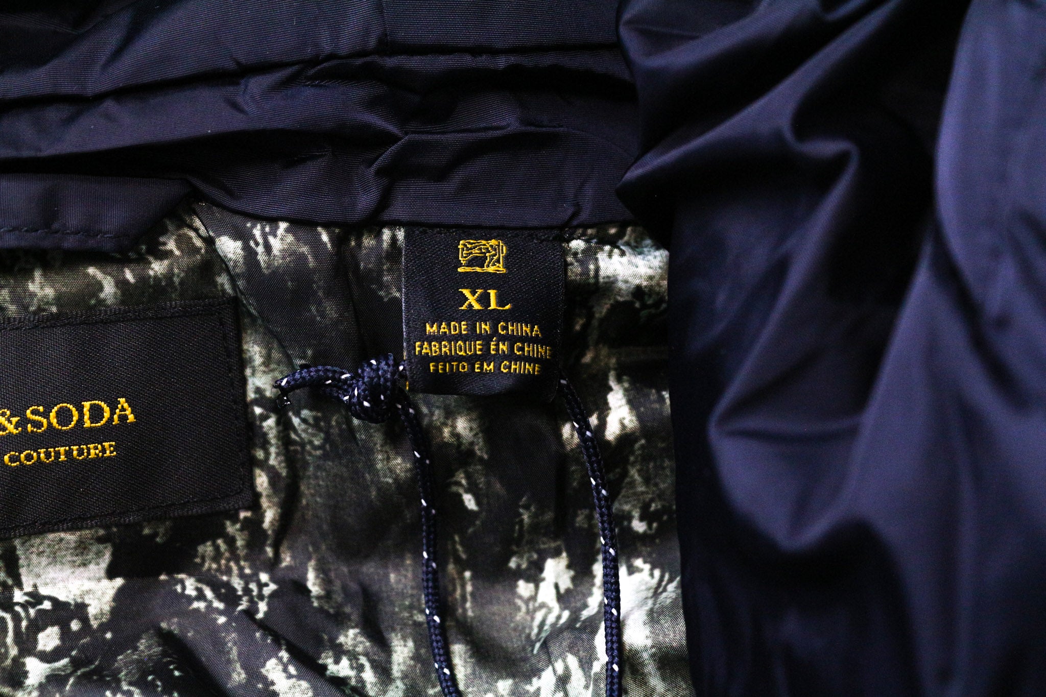 SCOTCH &amp; SODA Ams Couture vyriška striukė XL dydžio pilkai mėlyna vilnos mišinio liemenė su gobtuvu 2in1 