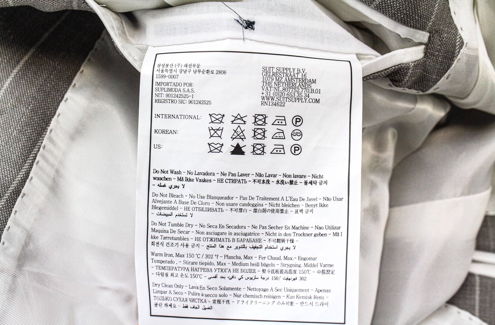 SUITSUPPLY La Spalla Men's UK34S Suit Taupe Striped Wool Silk Linen 3 Piece