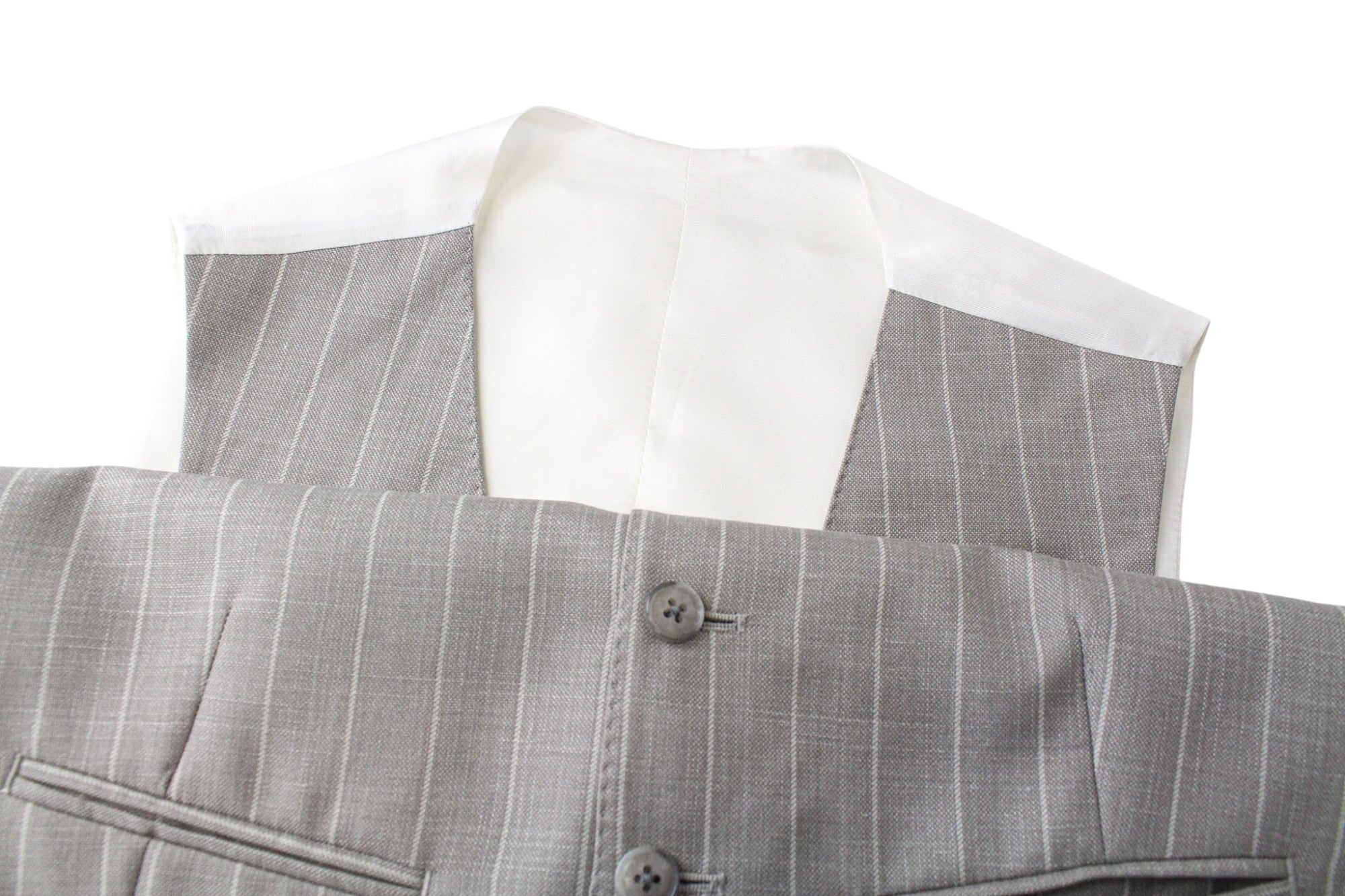 SUITSUPPLY La Spalla Men's UK34S Suit Taupe Striped Wool Silk Linen 3 Piece