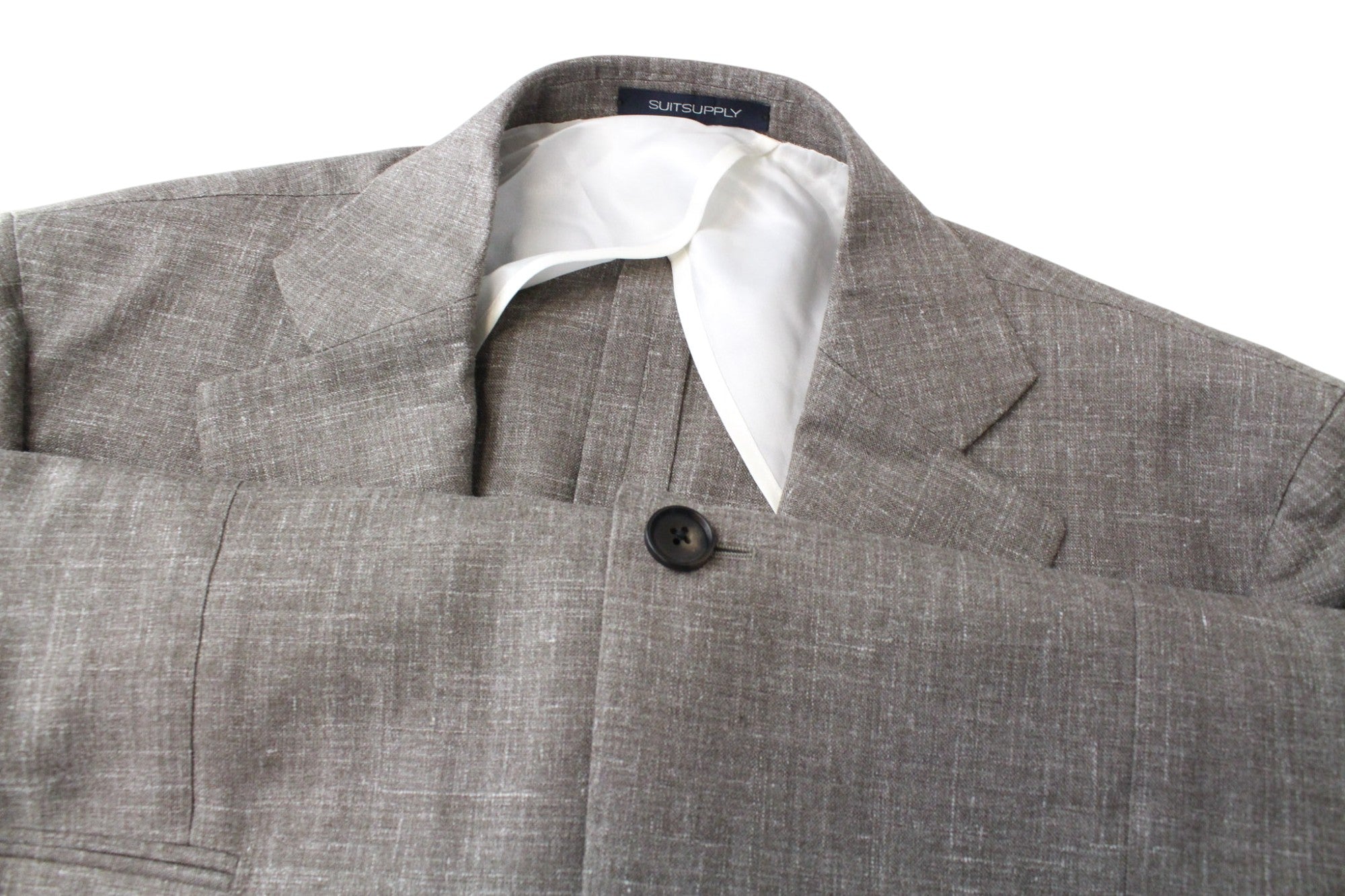 SUITSUPPLY La Spalla Men's UK44L Single-Breasted Brown Wool Silk Linen 2 Piece