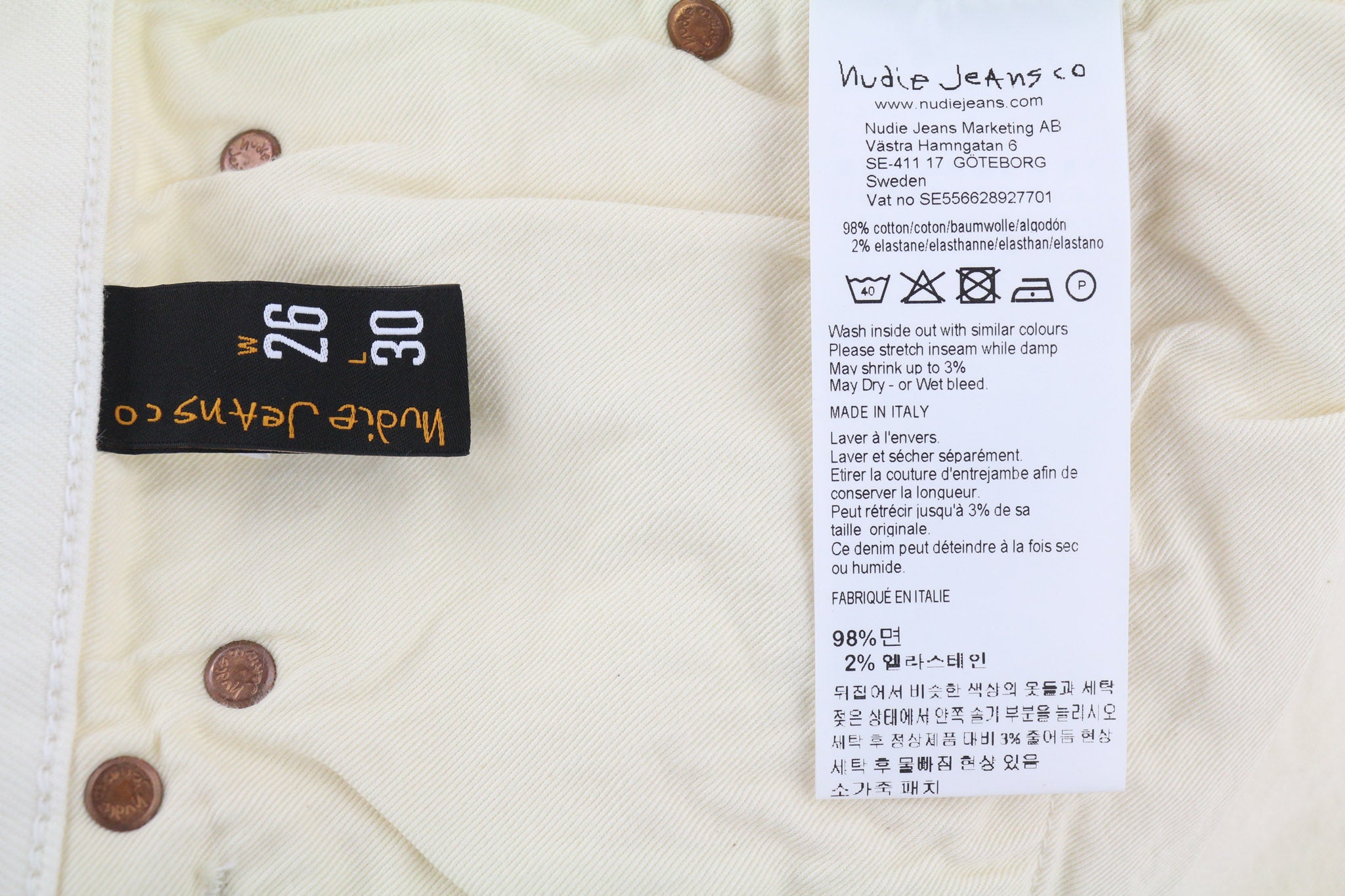 NUDIE JEANS Sleepy Sixten moteriški džinsai W26/L30 Relaxed Stretch Ecru 