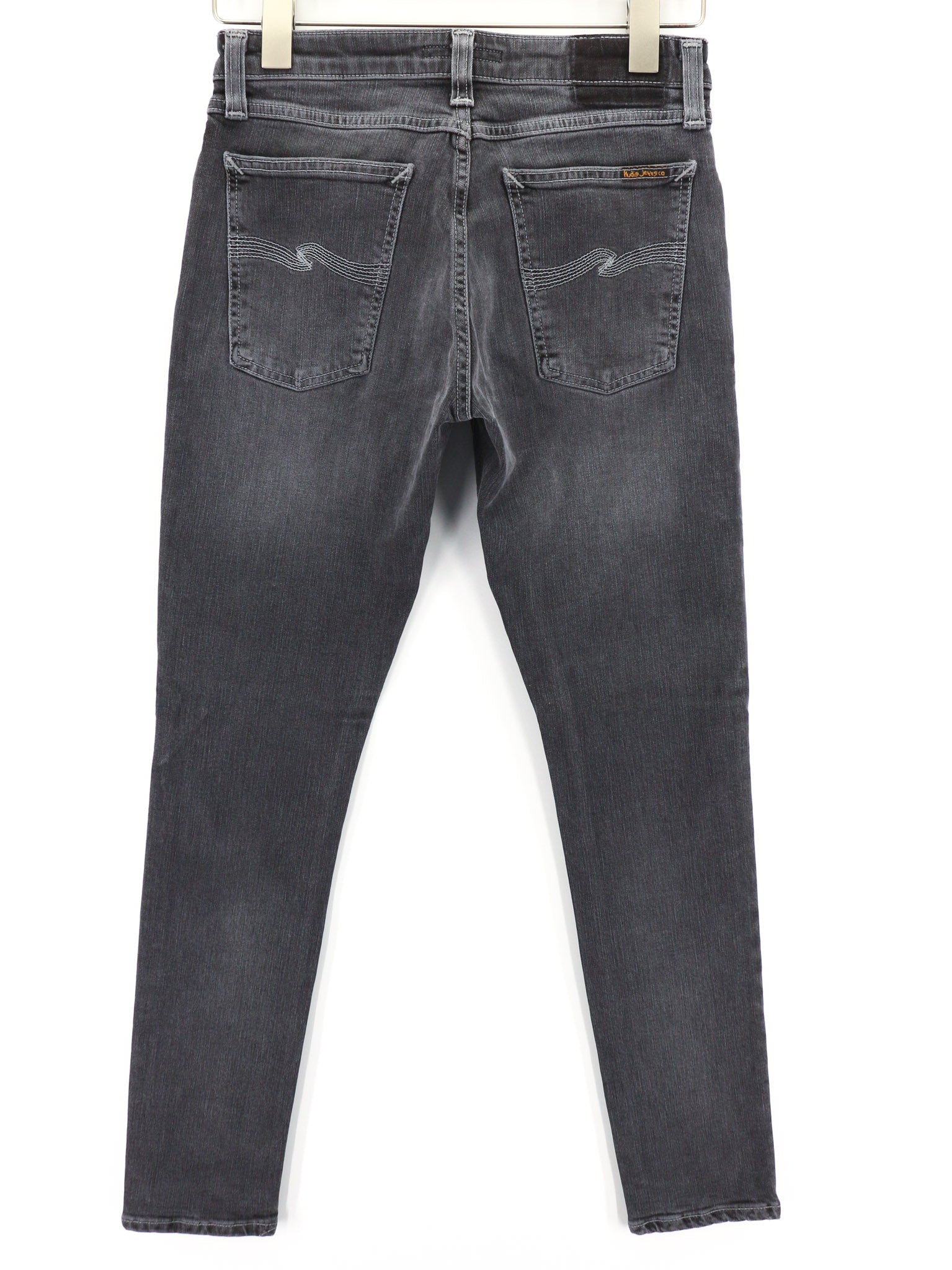 NUDIE JEANS Skinny Lin vyriški džinsai W28/L30 Tight Stretch žvilgančios pilkos spalvos 