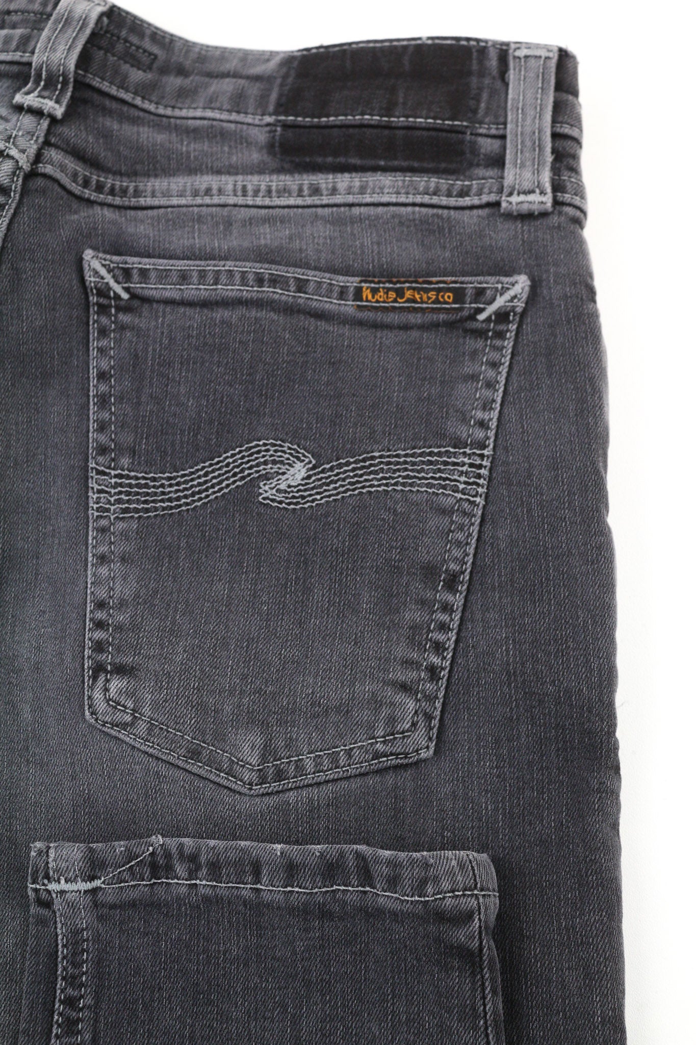 NUDIE JEANS Skinny Lin vyriški džinsai W28/L30 Tight Stretch žvilgančios pilkos spalvos 
