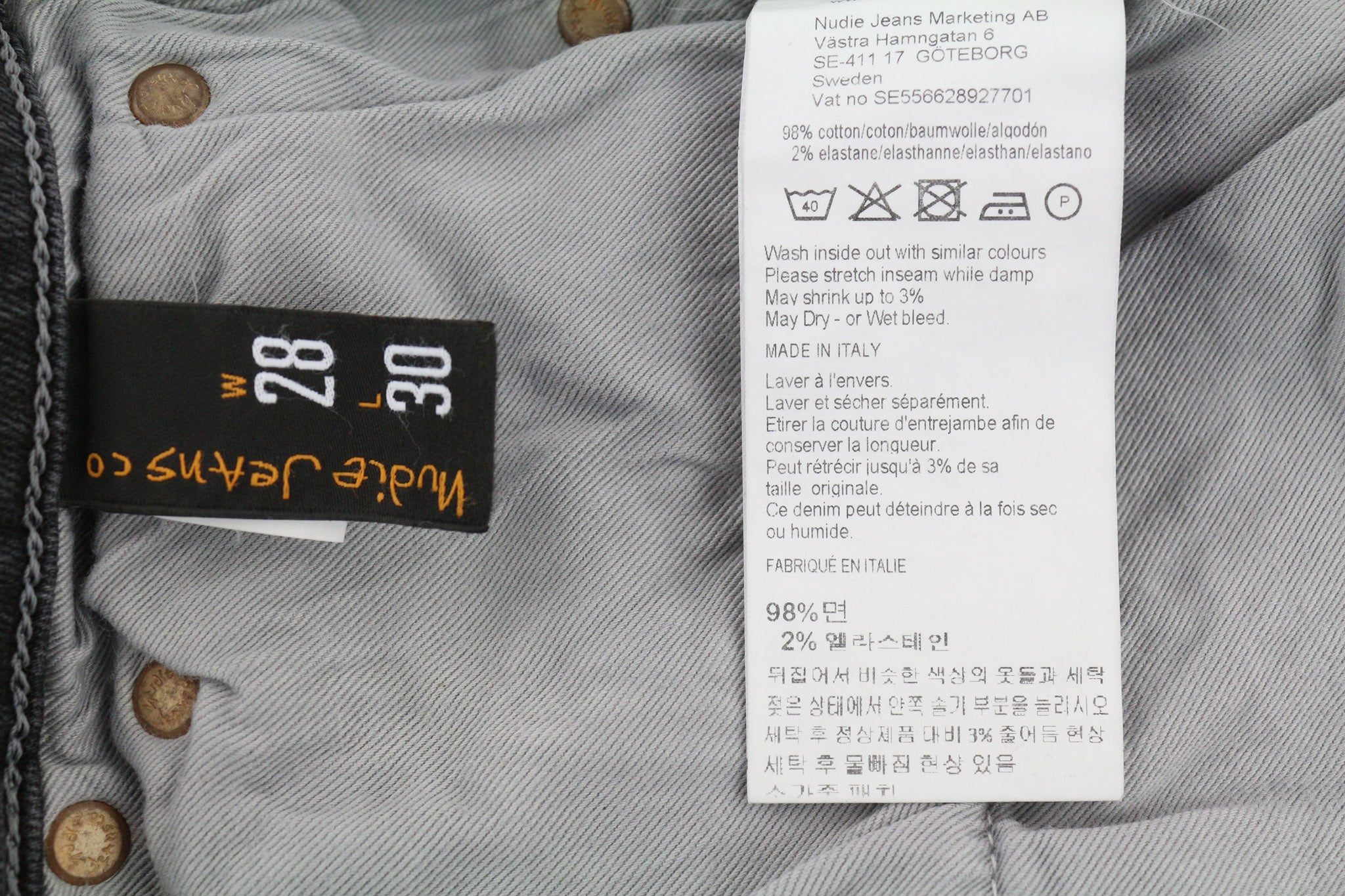 NUDIE JEANS Skinny Lin vyriški džinsai W28/L30 Tight Stretch žvilgančios pilkos spalvos 