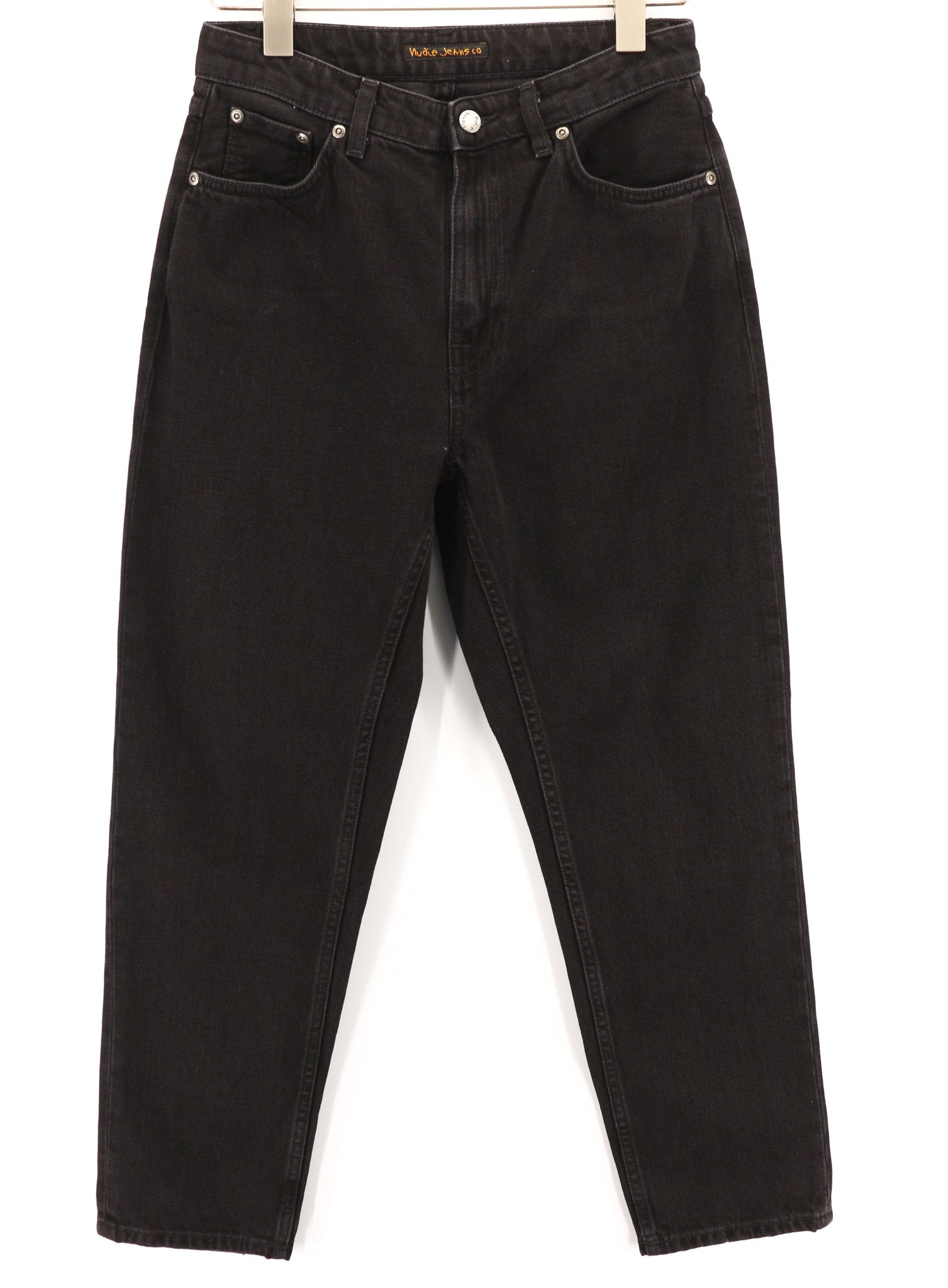 NUDIE JEANS Breezy Brit moteriški džinsai W29/L28 Regular Taper juodi laisvalaikio stiliaus 