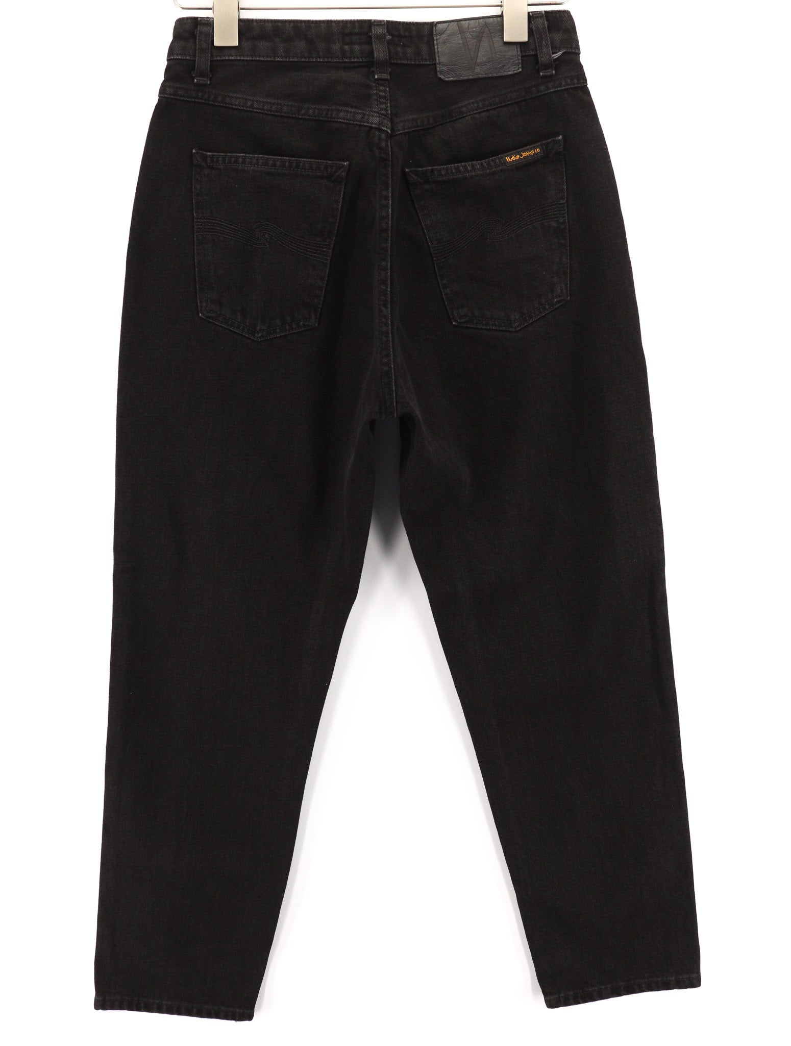 NUDIE JEANS Breezy Brit moteriški džinsai W29/L28 Regular Taper juodi laisvalaikio stiliaus 