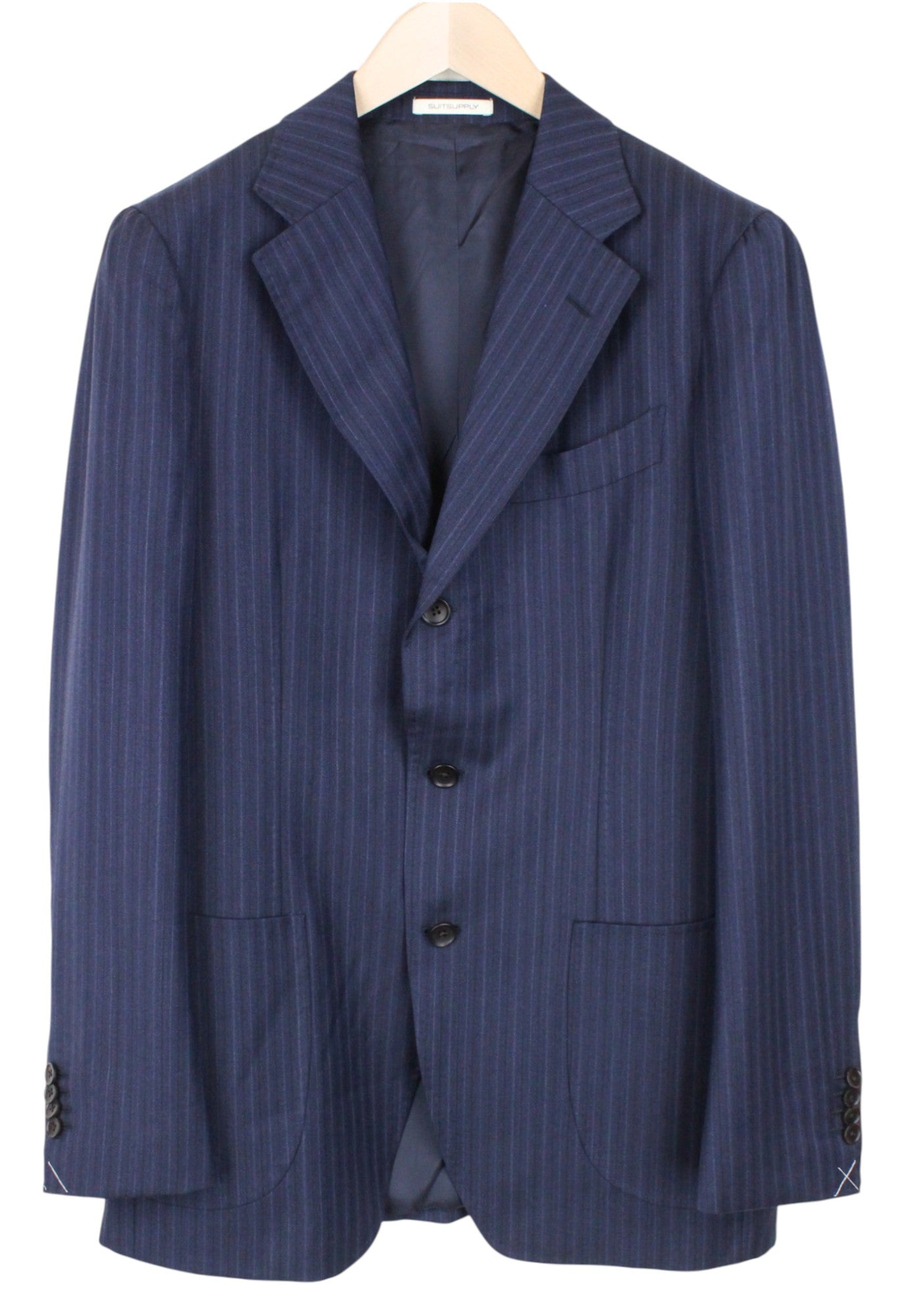 SUITSUPPLY Havana Tulip Suit UK40R Men's Blue Slim Fit Wool Herringbone S130