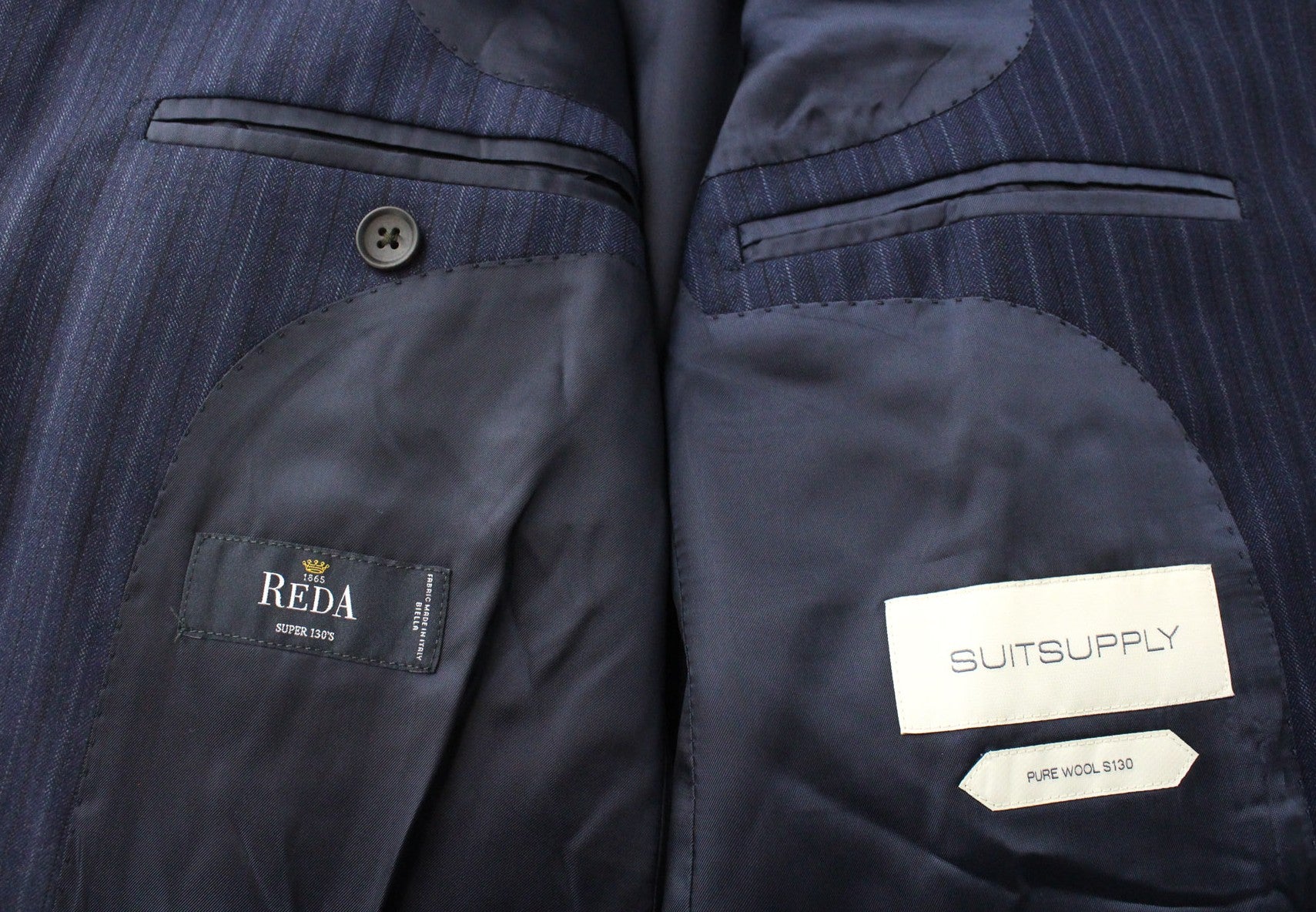 SUITSUPPLY Havana Tulip Suit UK40R Men's Blue Slim Fit Wool Herringbone S130