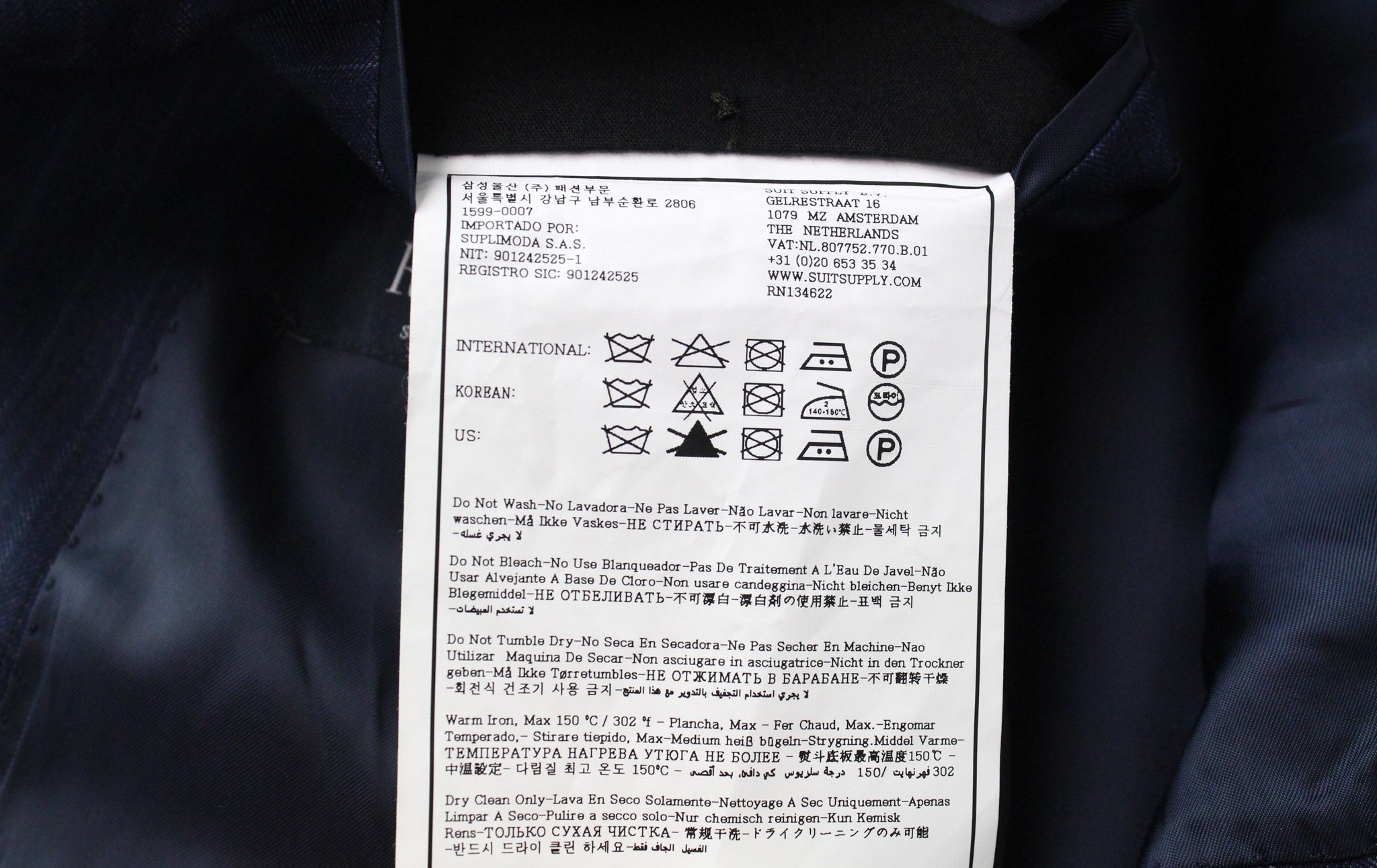 SUITSUPPLY Havana Tulip Suit UK40R Men's Blue Slim Fit Wool Herringbone S130