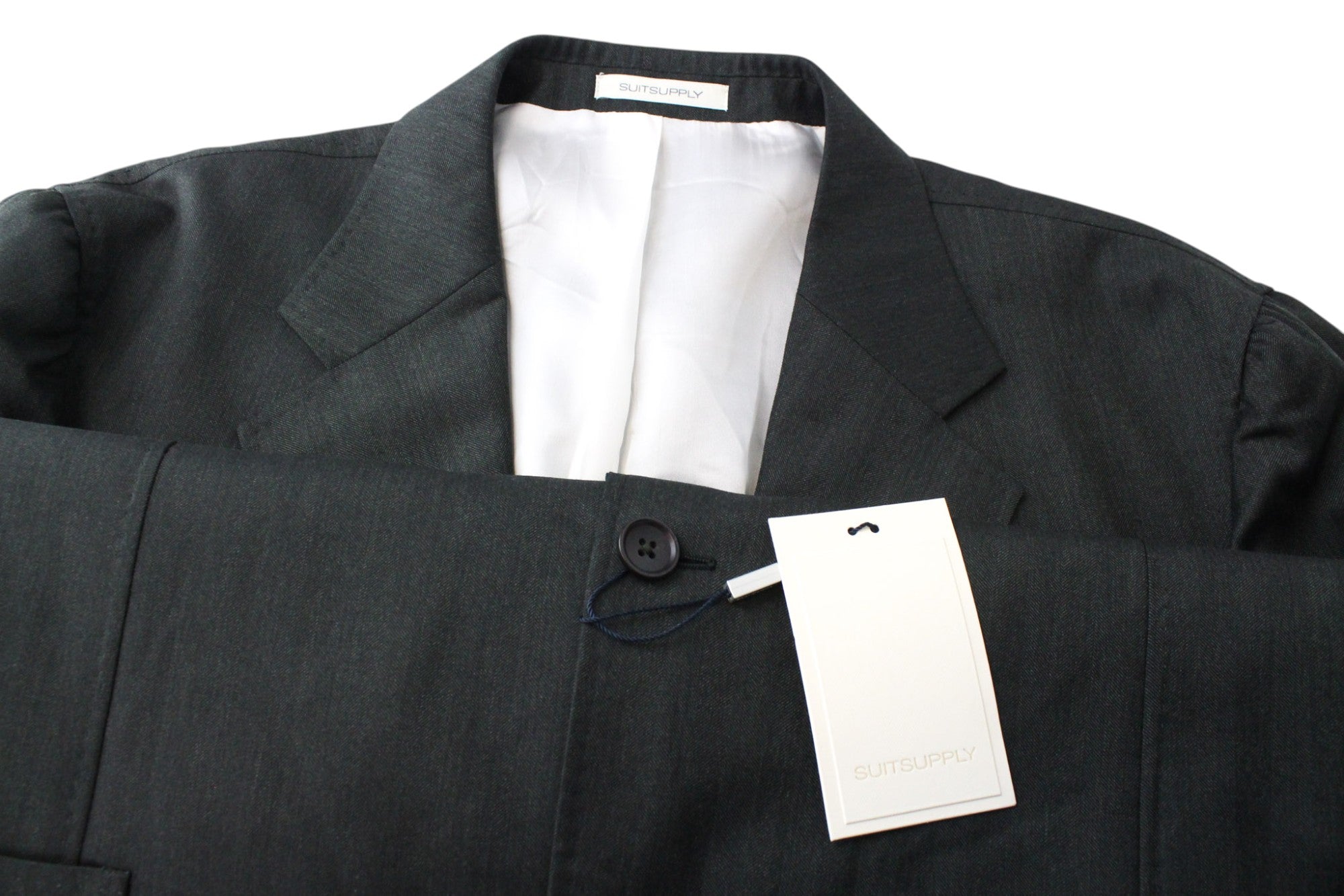 SUITSUPPLY Havana Tulip Suit UK50R Men's Green Wool S130 Slim Fit 3-Piece