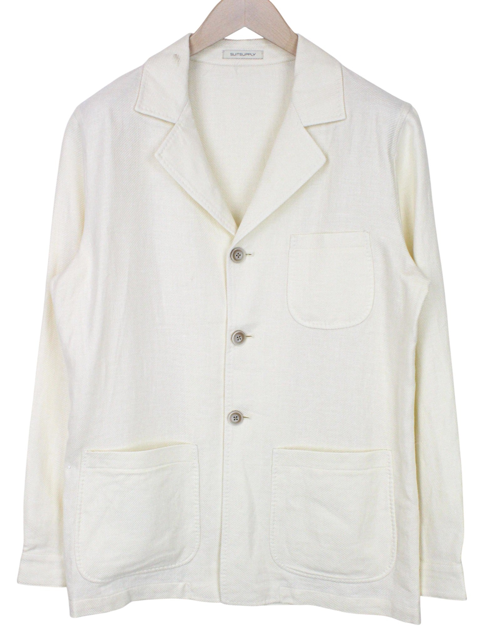 SUITSUPPLY Greenwich Men's Off-White Blazer UK38R Slim Linen Silk Vintage Look