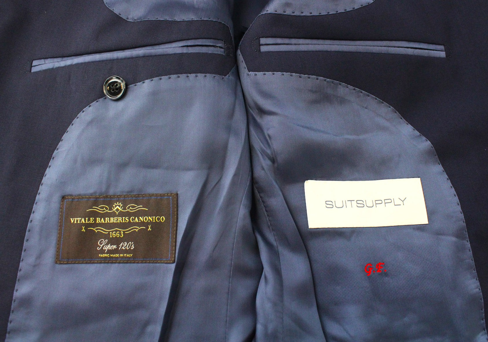 SUITSUPPLY La Spalla Suit UK38R Blue Wool Slim 2-Piece S120 Formal Men's Look