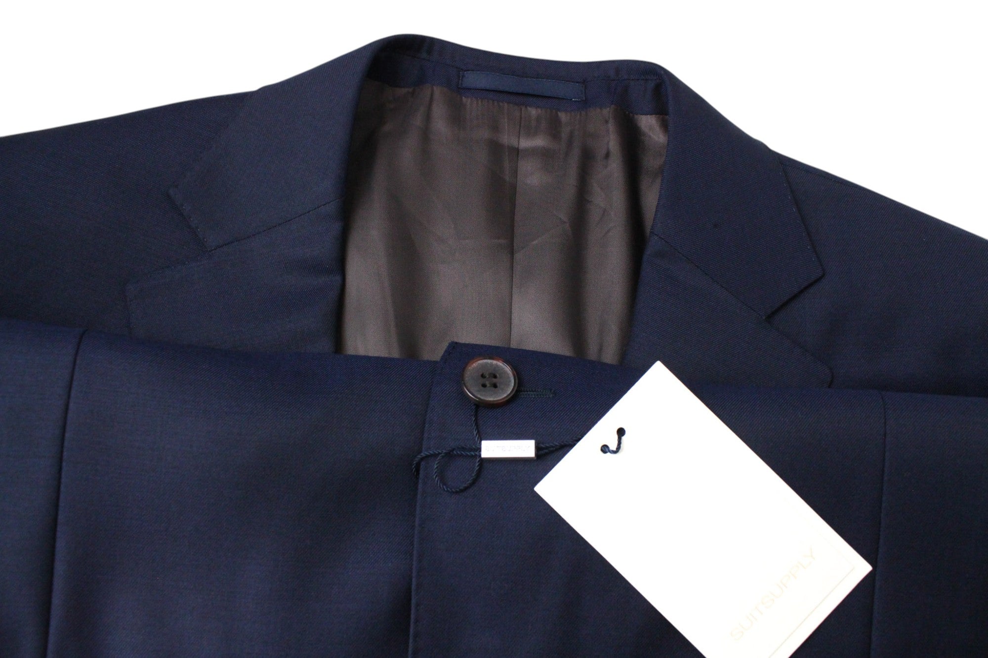 SUITSUPPLY Napoli Suit UK44R Men's S110 Wool 2-Piece Navy Melange Formal