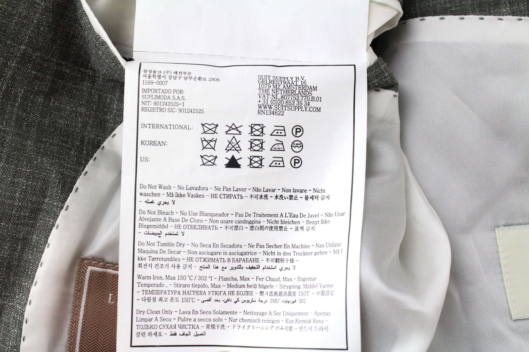 SUITSUPPLY Havana Suit UK40R 3-Piece Slim Melange Green Linen Wool Silk Men's