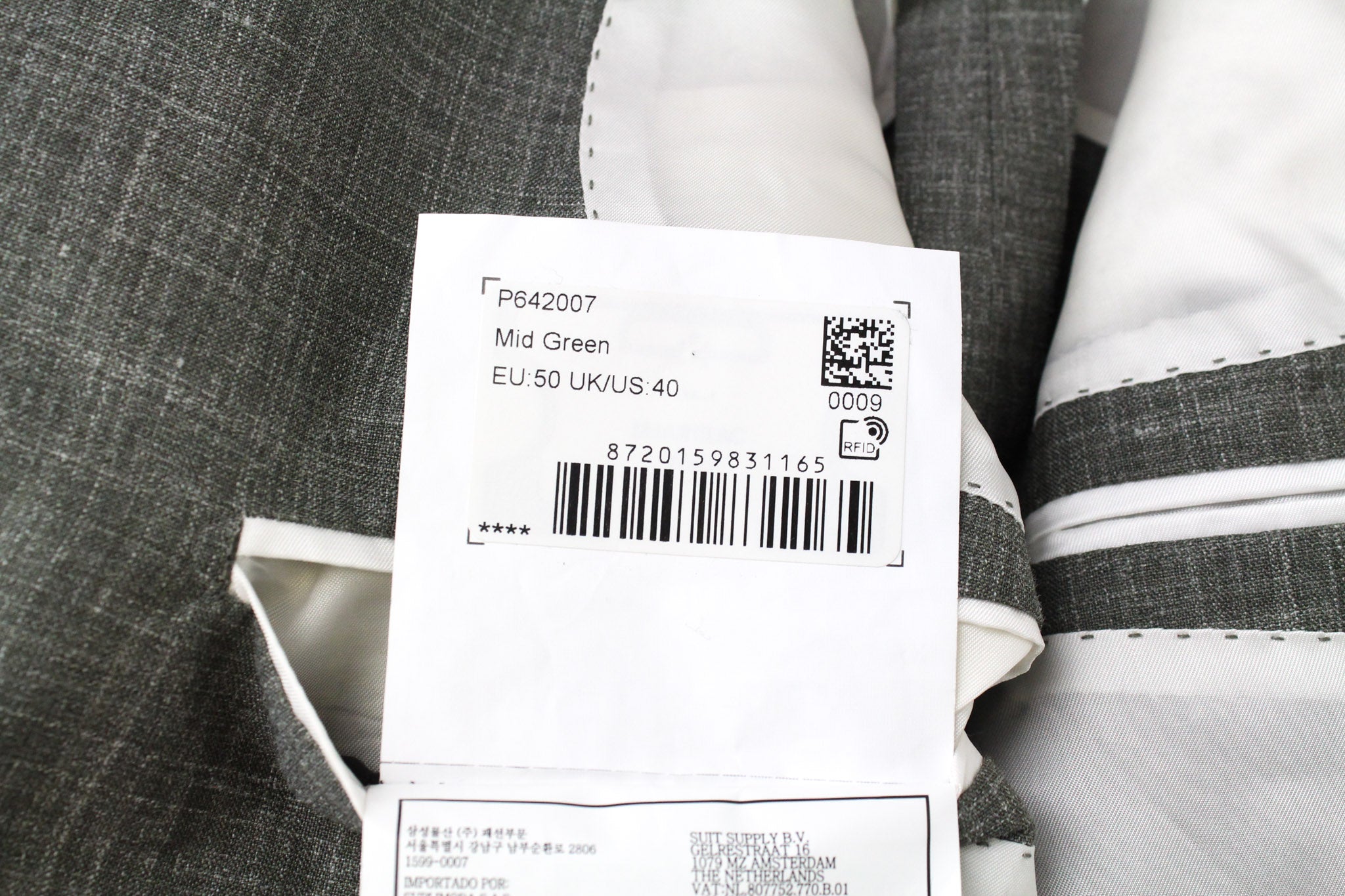 SUITSUPPLY Havana Suit UK40R 3-Piece Slim Melange Green Linen Wool Silk Men's