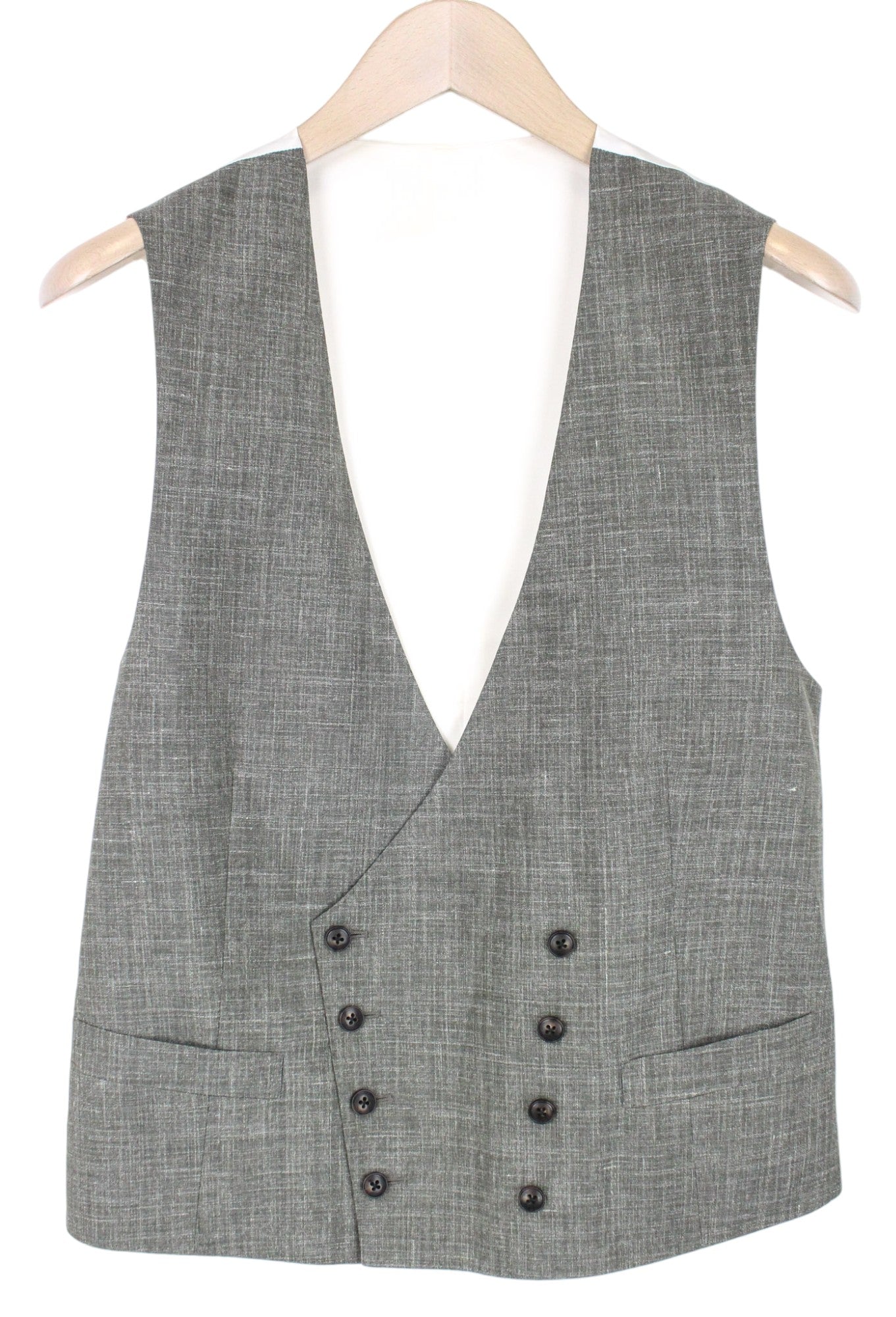 SUITSUPPLY Havana Suit UK40R 3-Piece Slim Melange Green Linen Wool Silk Men's