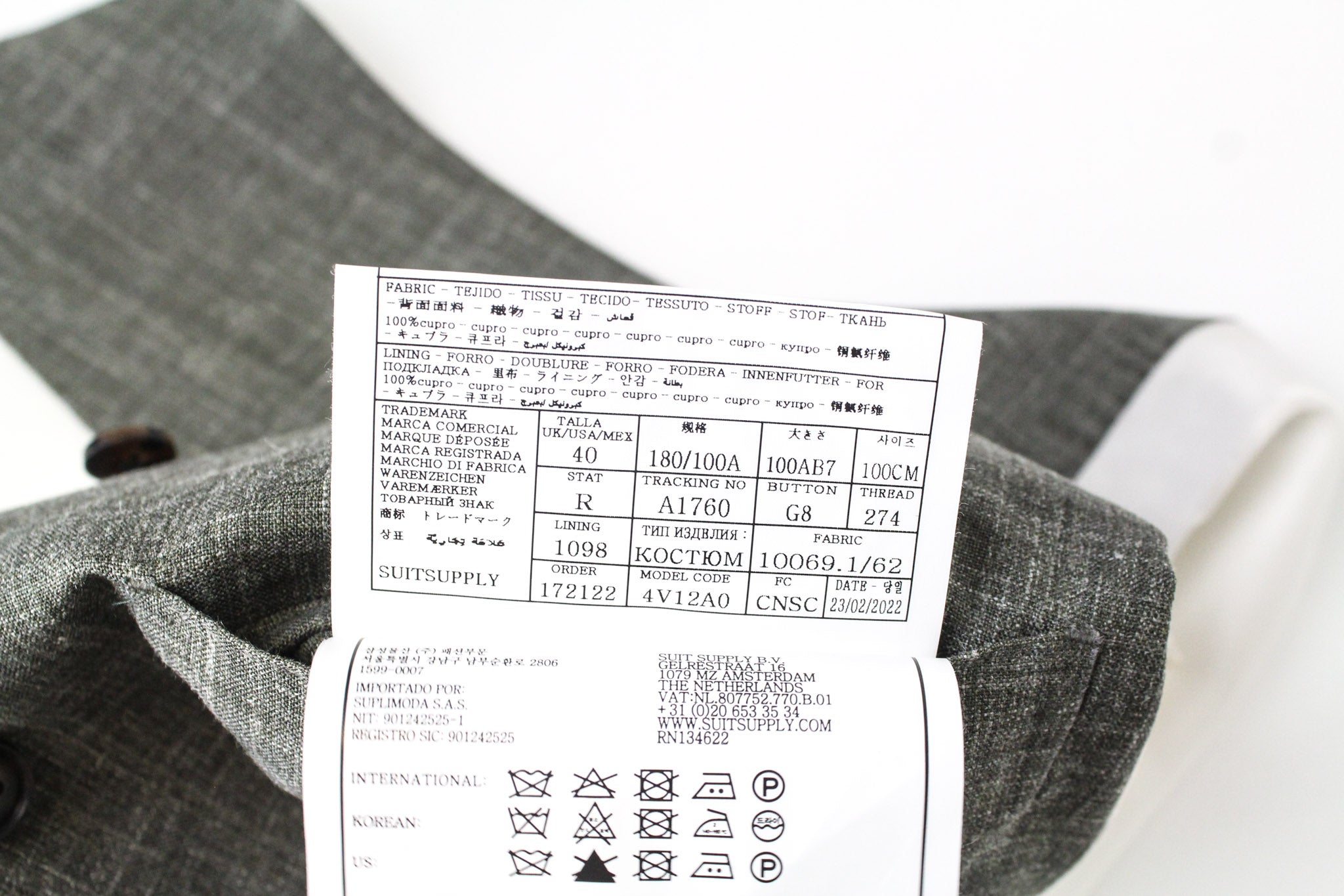 SUITSUPPLY Havana Suit UK40R 3-Piece Slim Melange Green Linen Wool Silk Men's