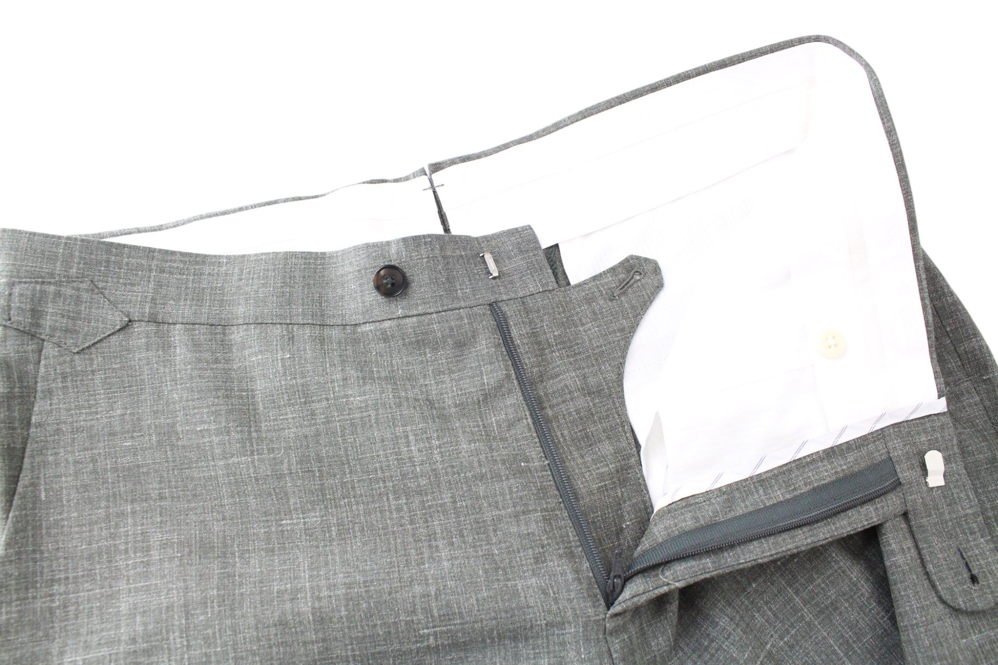 SUITSUPPLY Havana Suit UK40R 3-Piece Slim Melange Green Linen Wool Silk Men's