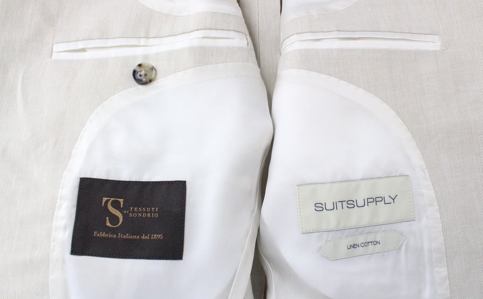 SUITSUPPLY Havana Suit UK38R Beige Melange 3-Piece Linen Cotton Slim Fit Men