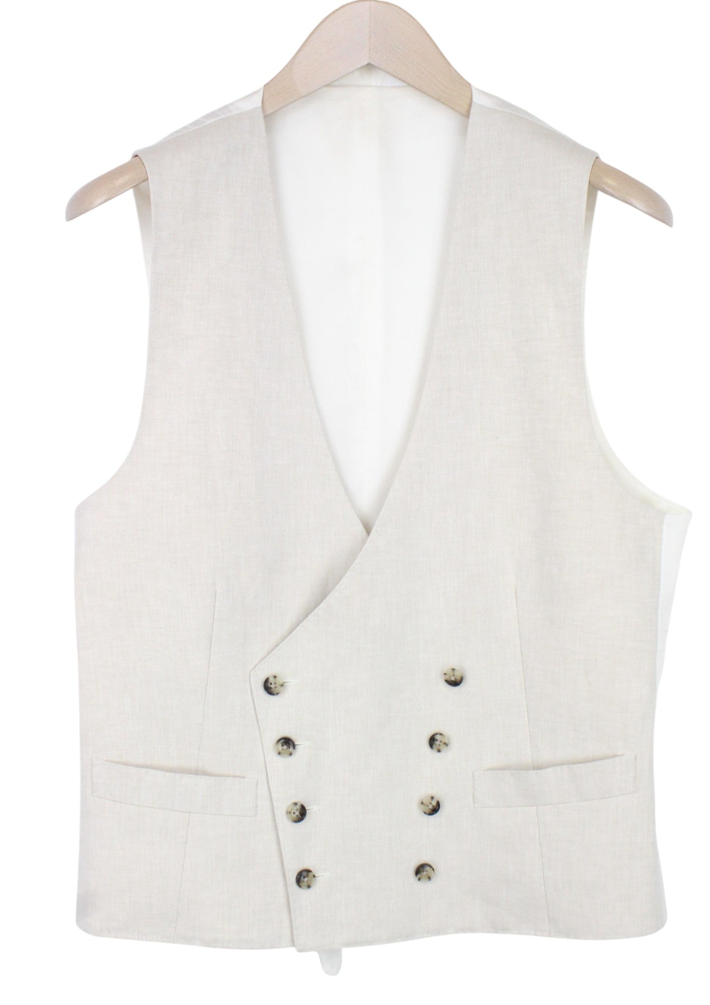 SUITSUPPLY Havana Suit UK38R Beige Melange 3-Piece Linen Cotton Slim Fit Men