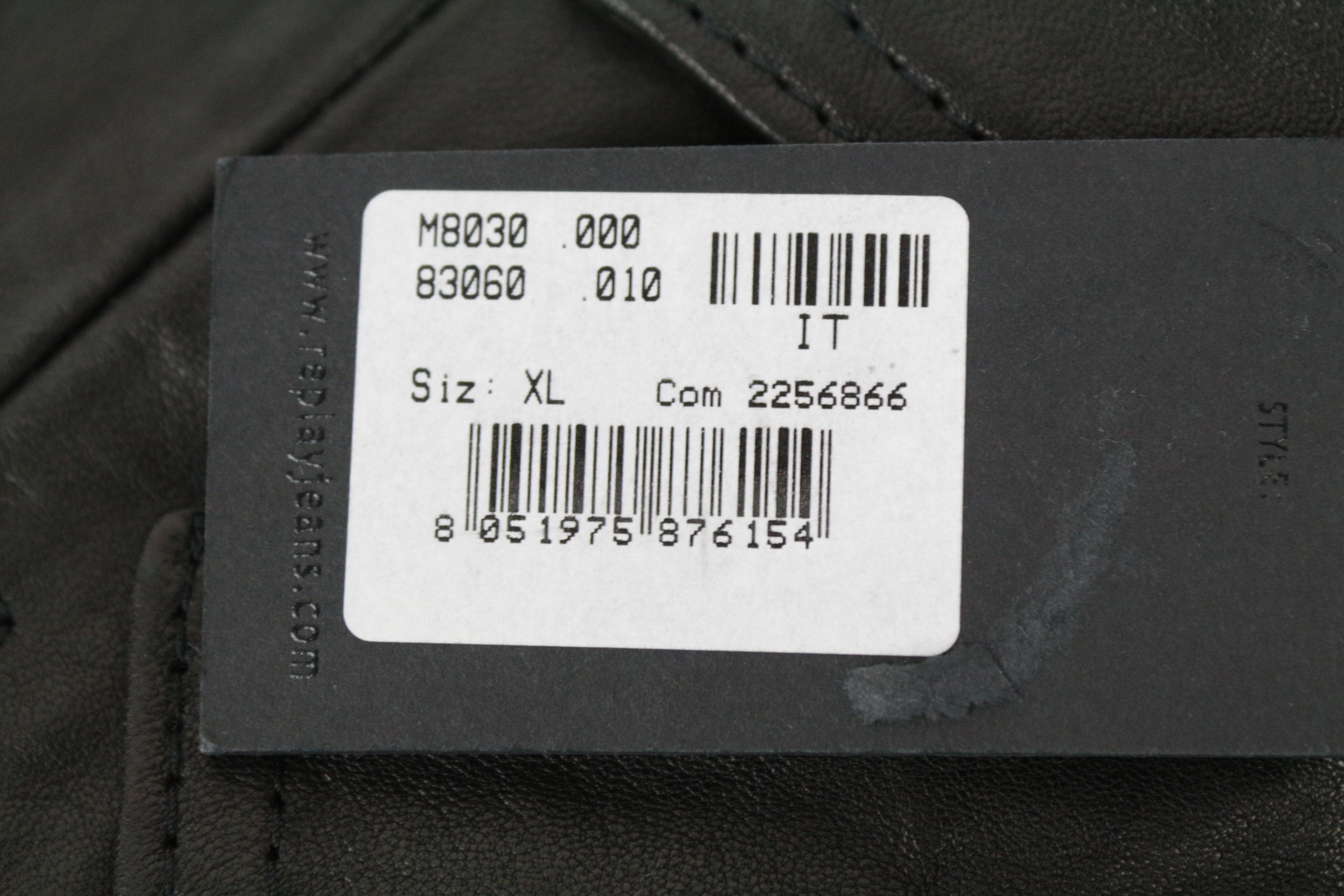 REPLAY Men's XL Black Lambskin Biker Jacket Belted Collared Pocketed Lined