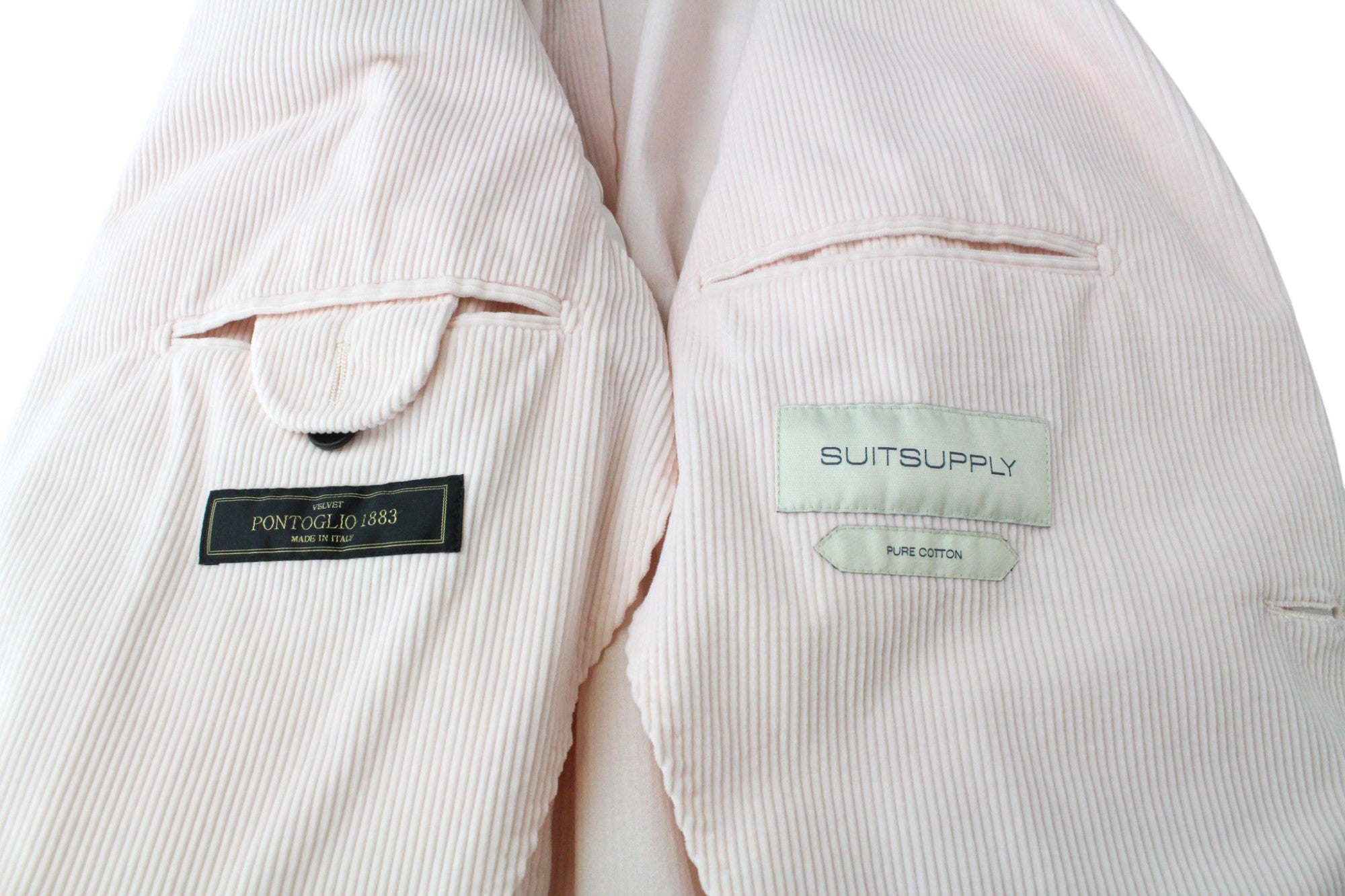 SUITSUPPLY Havana Patch Men's Suit UK36R Pink Slim Cotton Velvet Cord 2-Piece