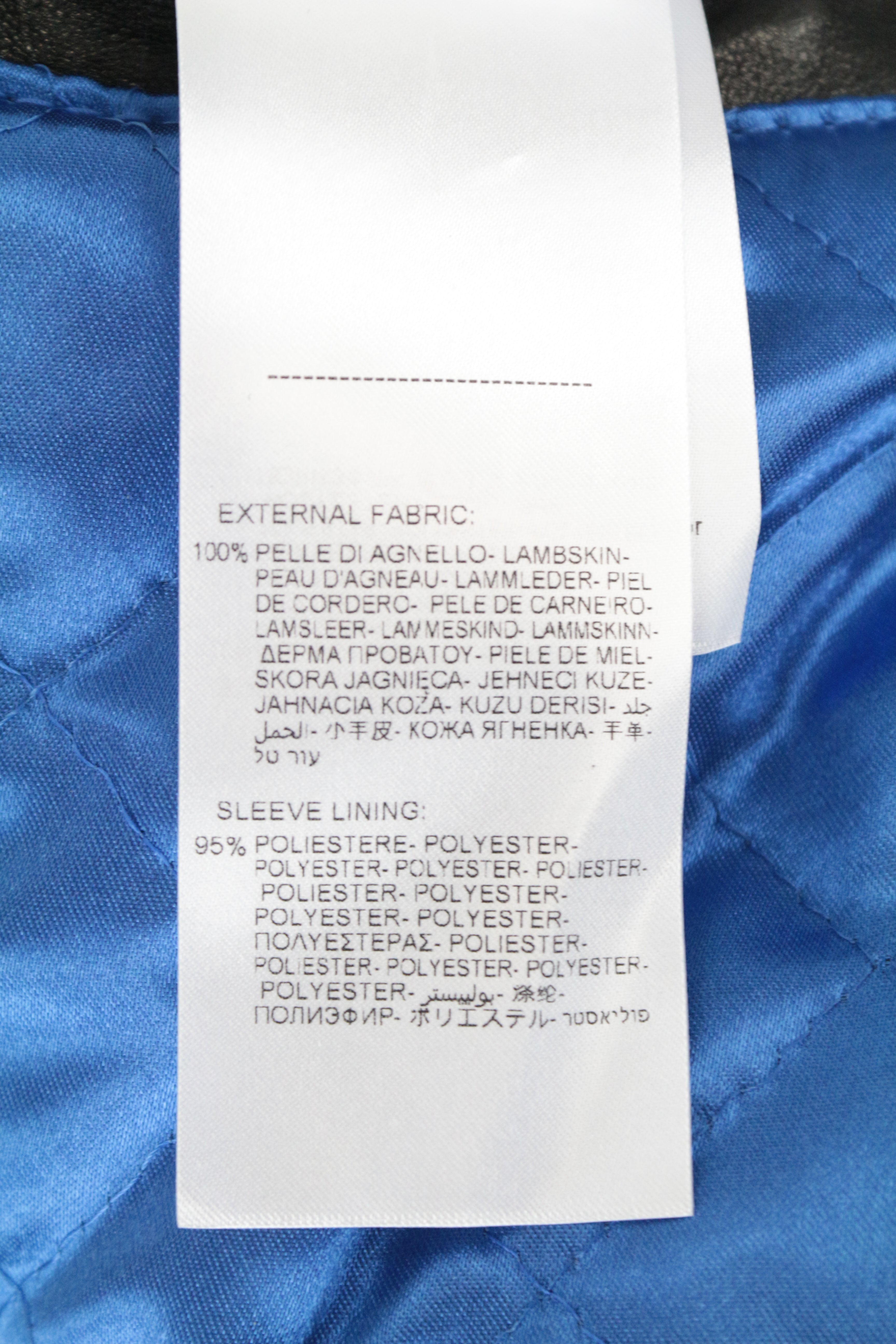 REPLAY Men's XL Black Lambskin Biker Jacket Belted Collared Pocketed Lined