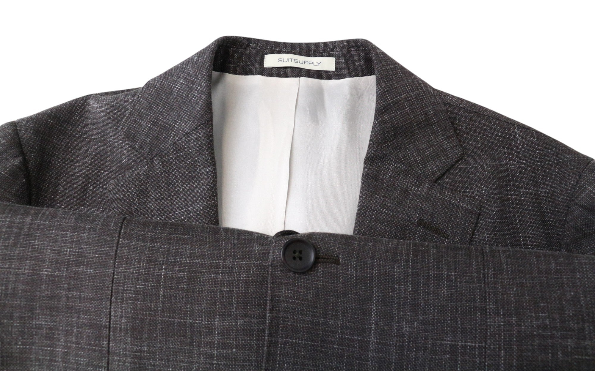 SUITSUPPLY Havana Patch Men's Suit UK36R Wool Silk Linen Brown Slim 3-Piece