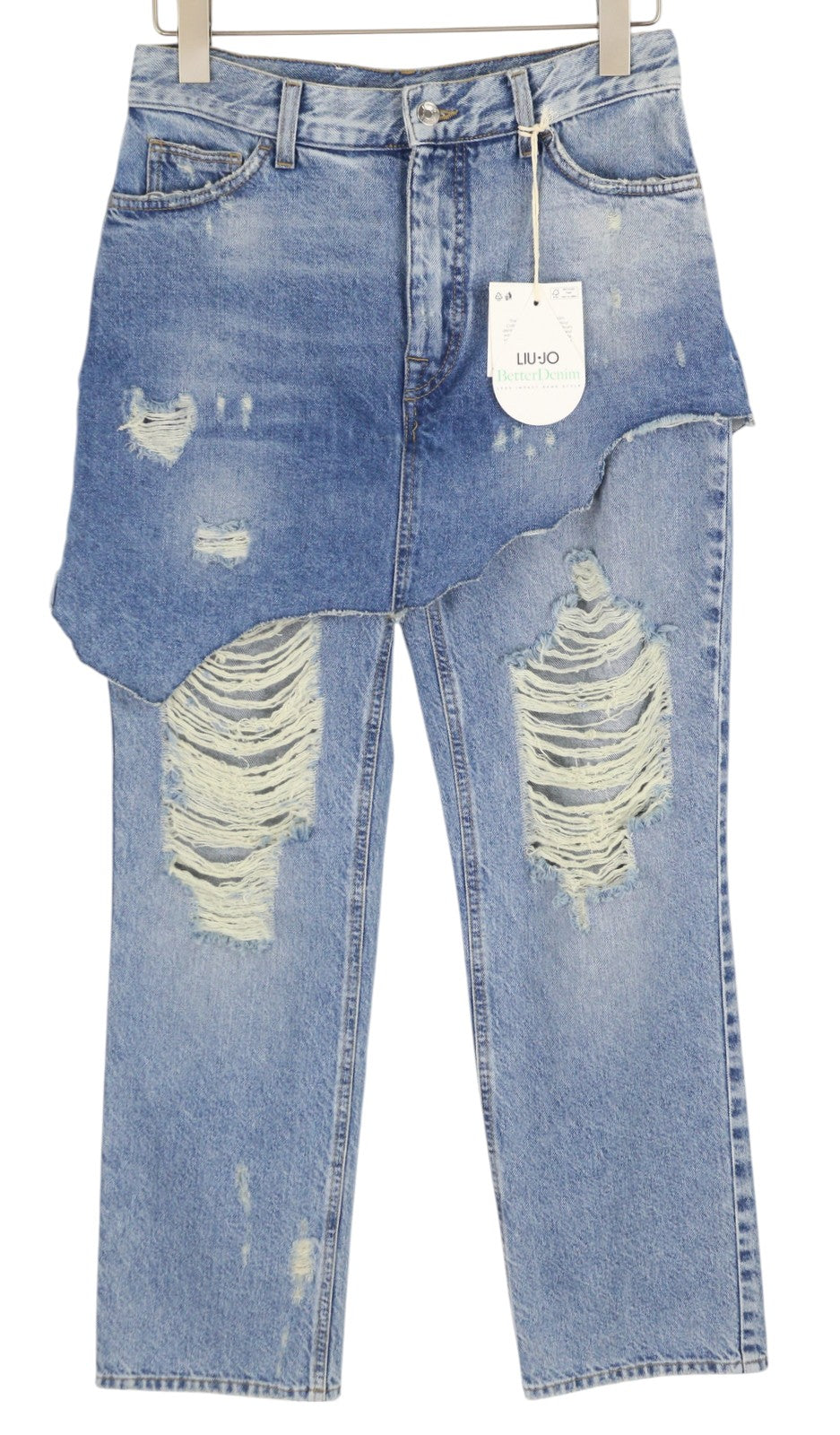 LIU JO Glam Straight Bic Women Jeans W28 Skirted Ripped Blue Denim