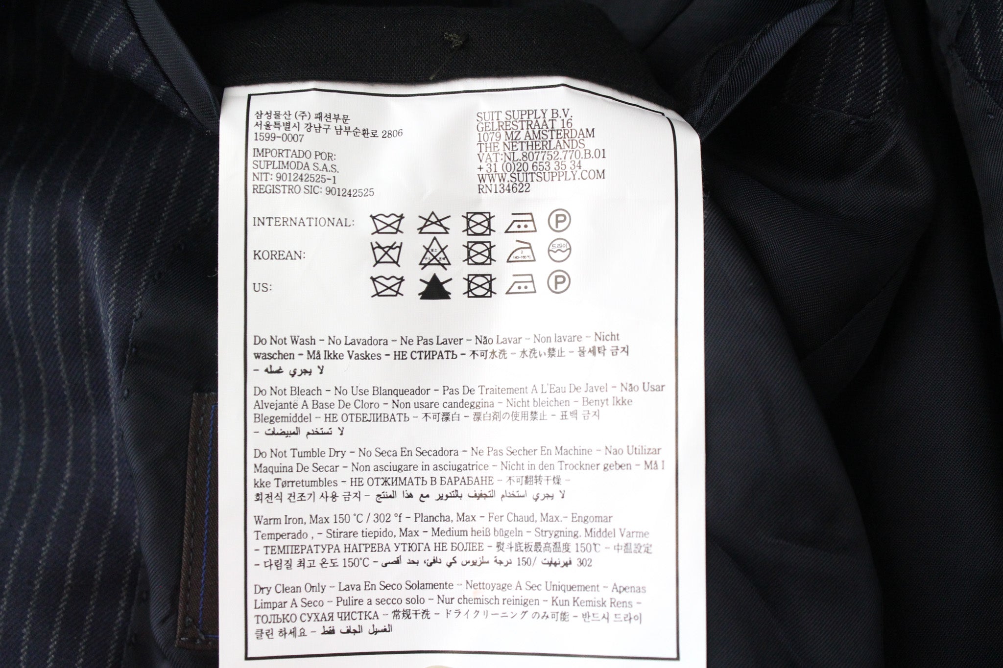 SUITSUPPLY Havana Men's UK36R Navy Stripe 2Pc Suit Slim Super 130's Wool